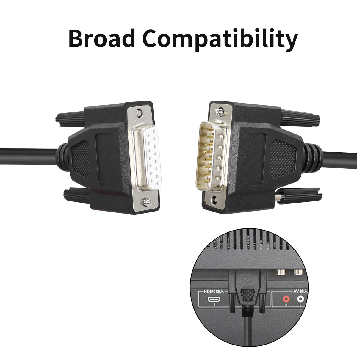 Cavo seriale DB15 maschio-femmina, connettore a 15 pin placcato oro, per comunicazione dati 1M Nero