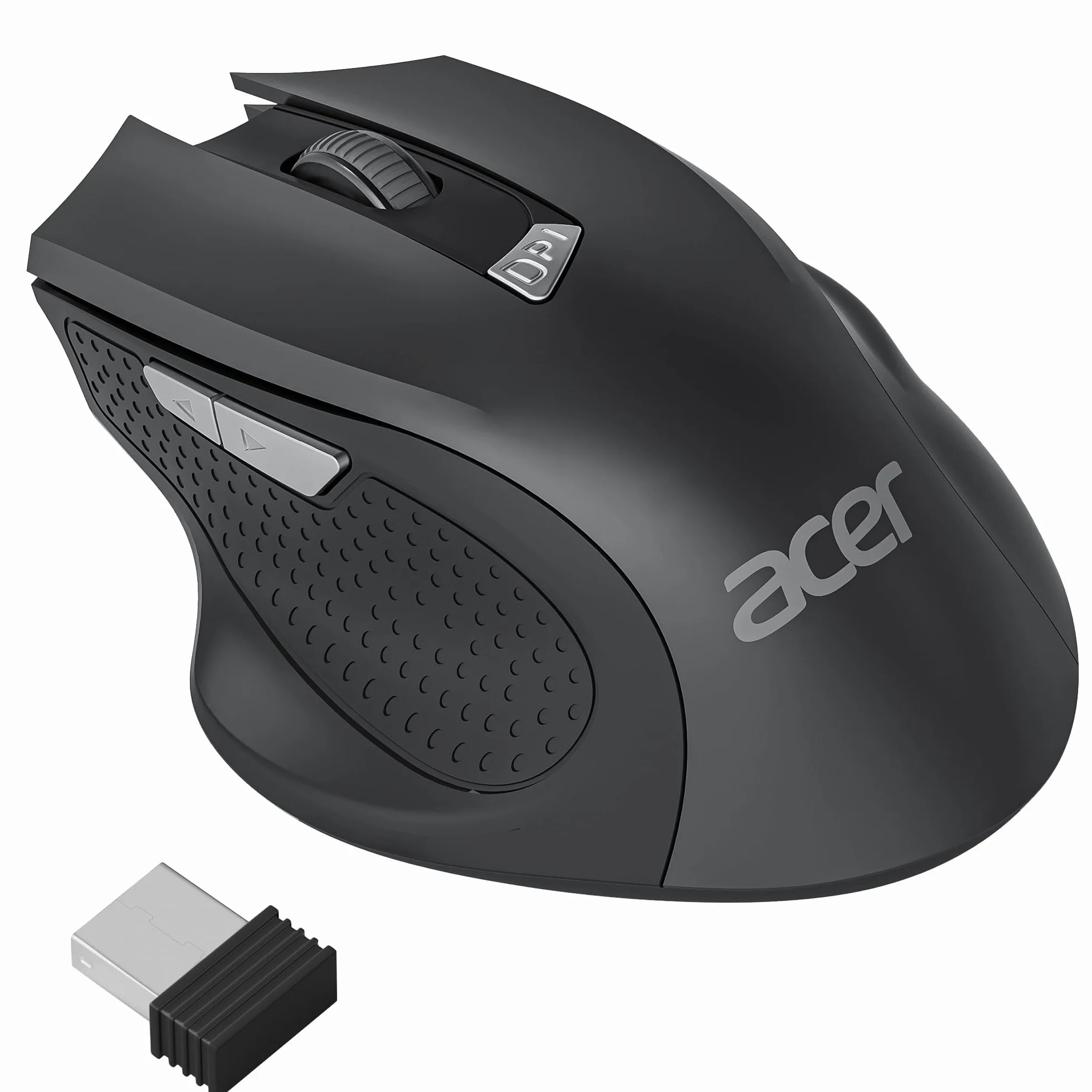 Acer Mouse Senza Fili, Mouse Wireless USB 2,4 GHz, Mouse Computer Ergonomico Con Mini Ricevitore USB, 6 Pulsanti, 1600 DPI, Compatibile con Laptop, PC, Mac, Chromebook