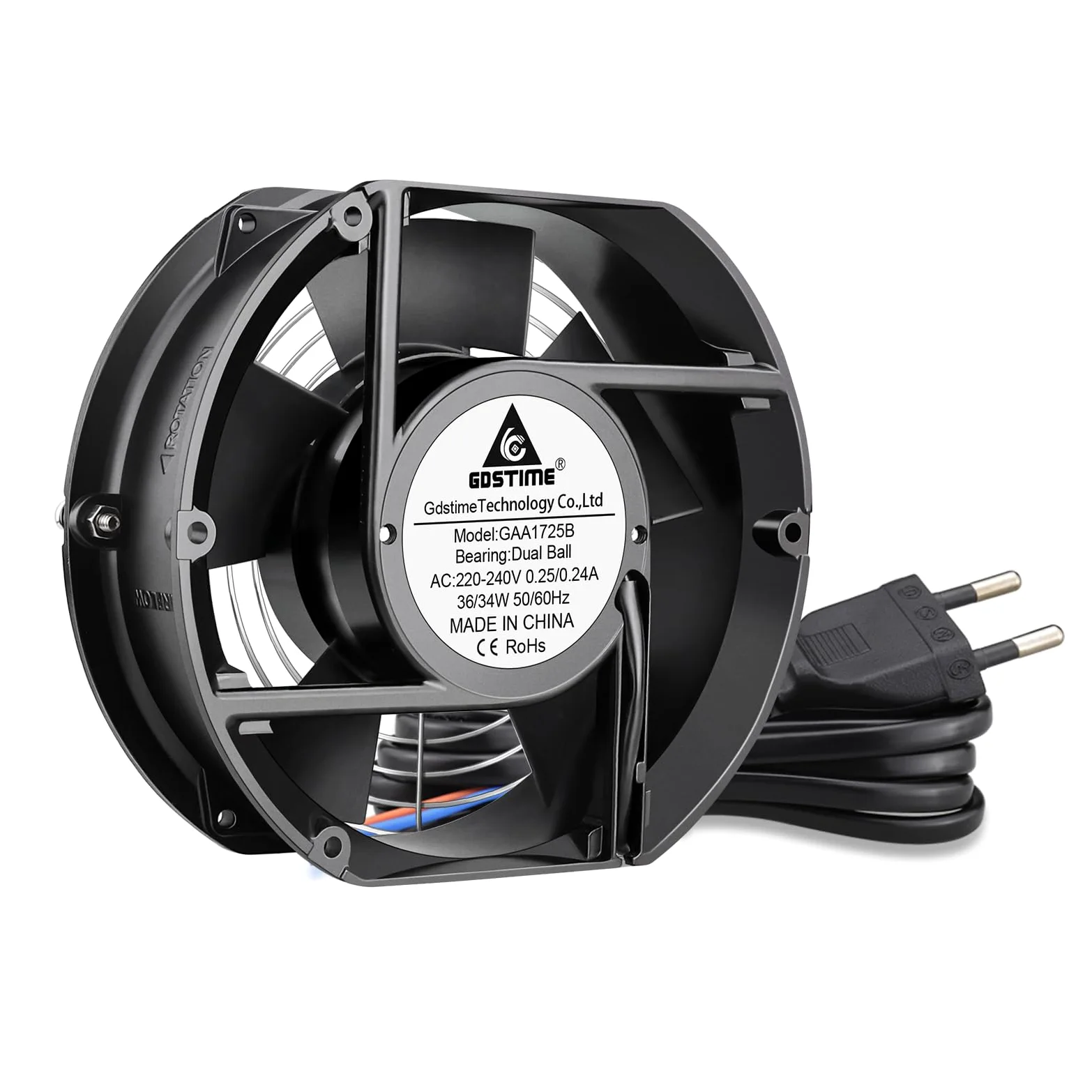 GDSTIME Ventola assiale da 230 V, 172 mm x 150 mm x 51 mm, 220 V AC, doppio cuscinetto a sfera, grande flusso d'aria per PC, computer, laptop, raffreddamento