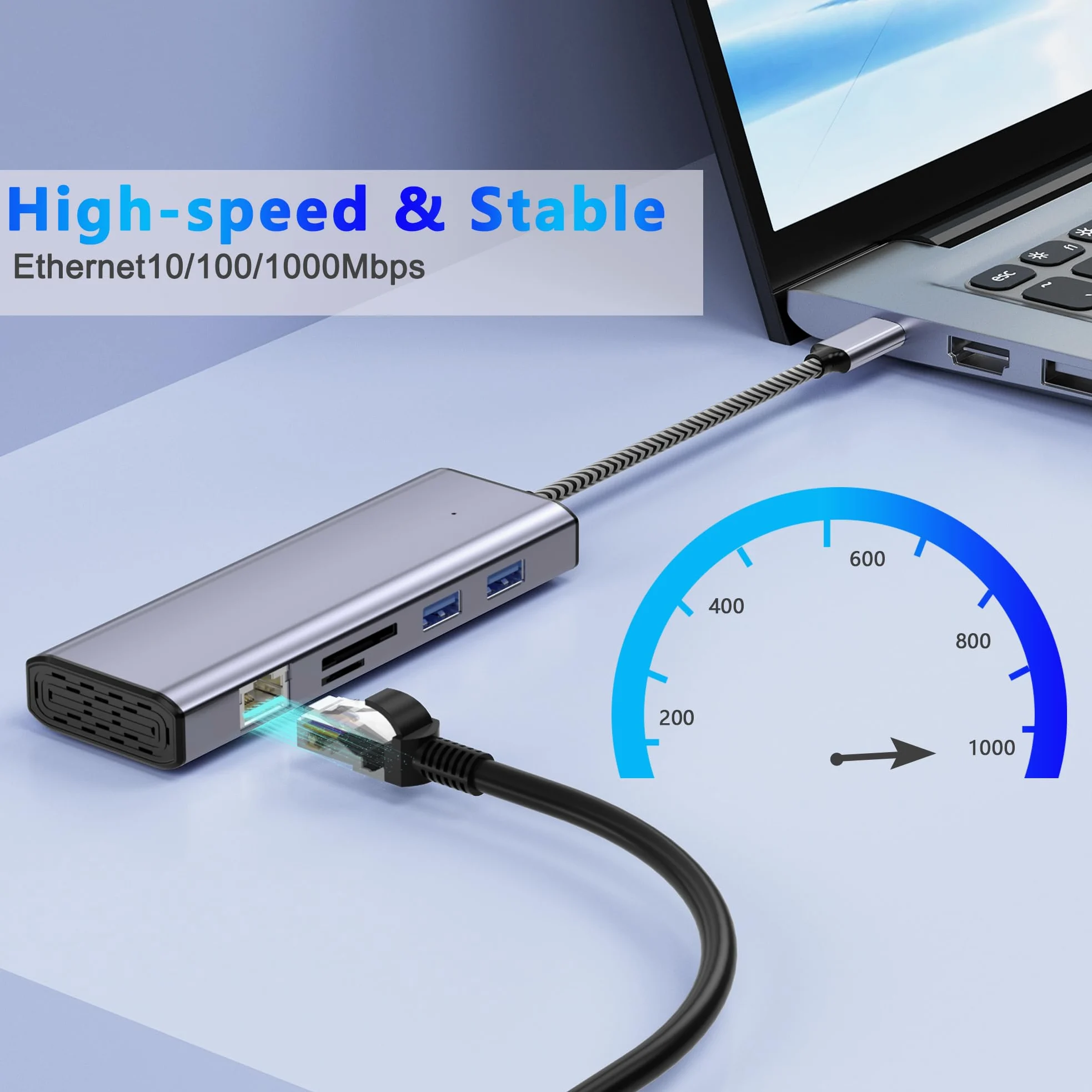 Docking Station Dual Monitor, USB C a Dual HDMI, USB C 10 in 1 Docking Station 3 Monitor con HDMI/VGA/PD/Ethernet/USB/SD/TF/3.5mm Audio