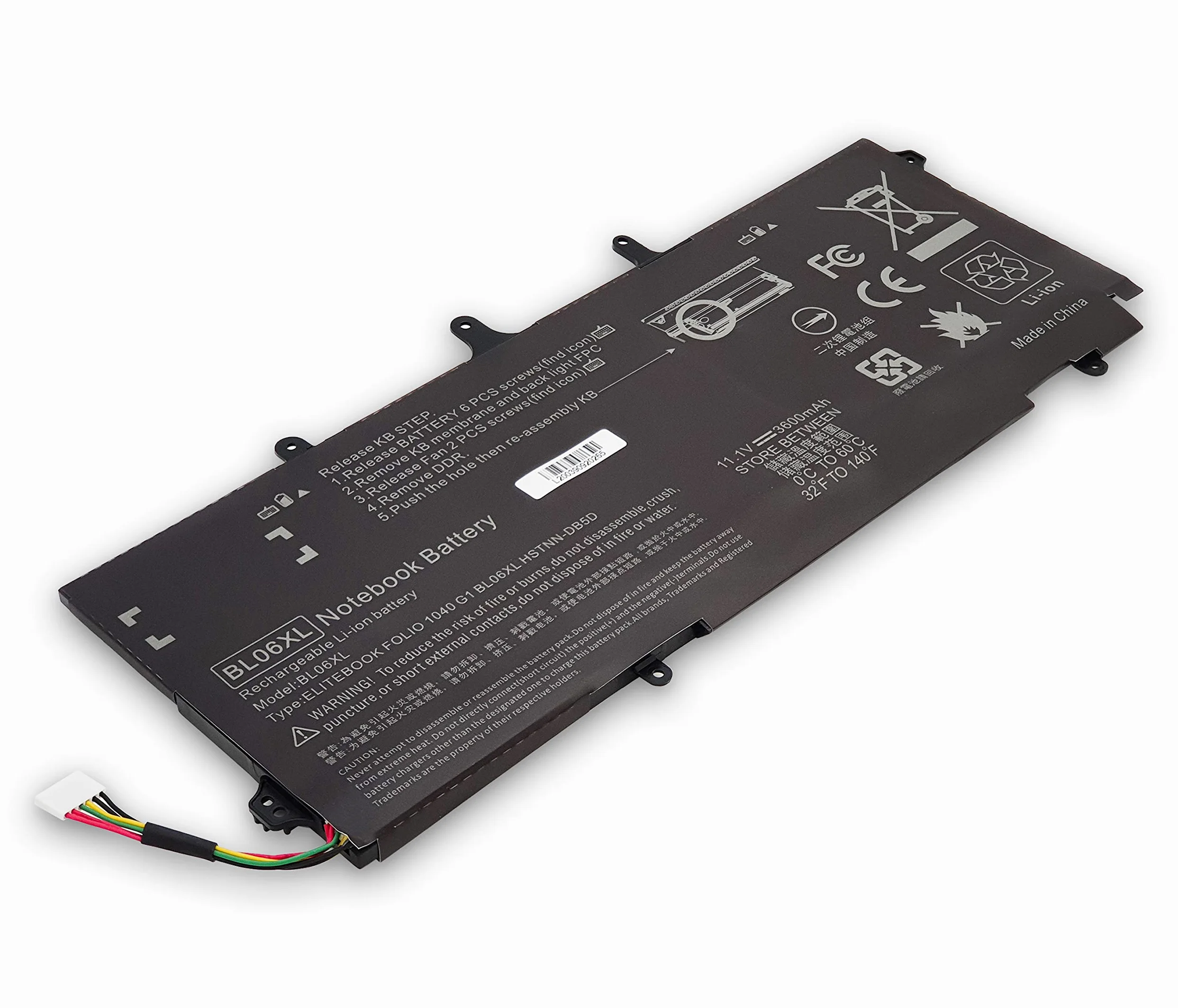 new net Batteria BL06XL BL06042XL 722236-171 HSTNN-DB5D HSTNN-W02C 722236-2C1 Compatibile con Notebook HP EliteBook Folio 1040 G0 G1 G2 [3600mAh 11.1V]