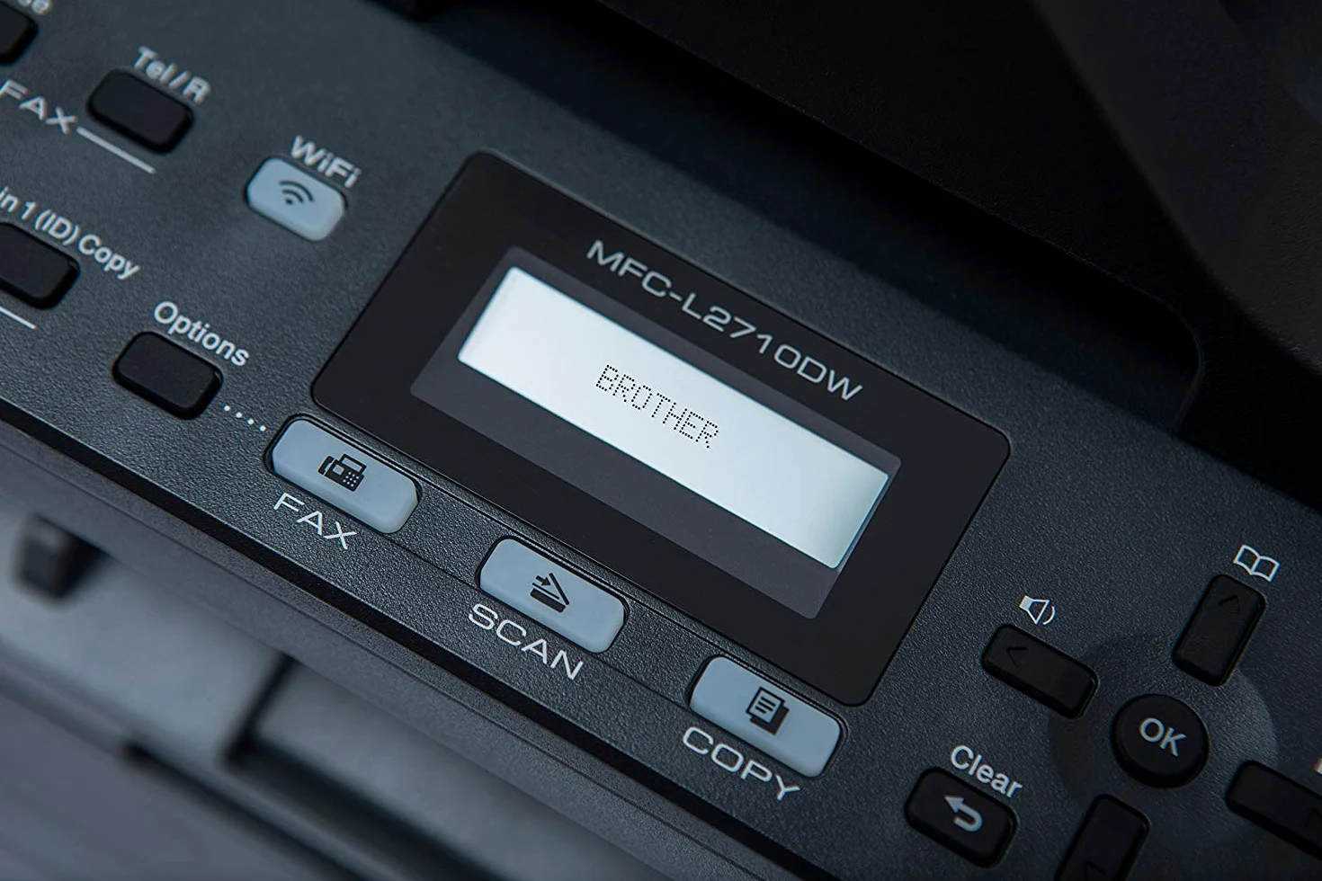 Brother mfcl2710dw — Stampante laser multifunzione monocromatica con fax e stampa (30 ppm fronte/retro, USB 2.0, Ethernet, WiFi Direct, processore da 600 MHz, 64 MB di memoria) grigia