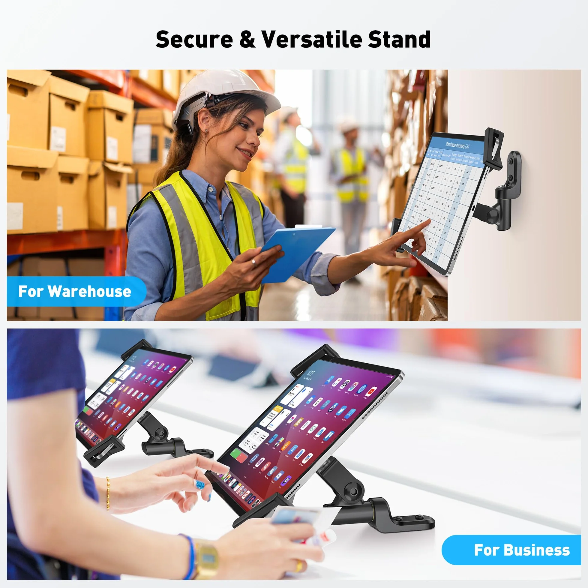 AboveTEK Supporto da parete per tablet antifurto universale di sicurezza POS, supporto diagonale per iPad da 7 a 13 pollici, nero