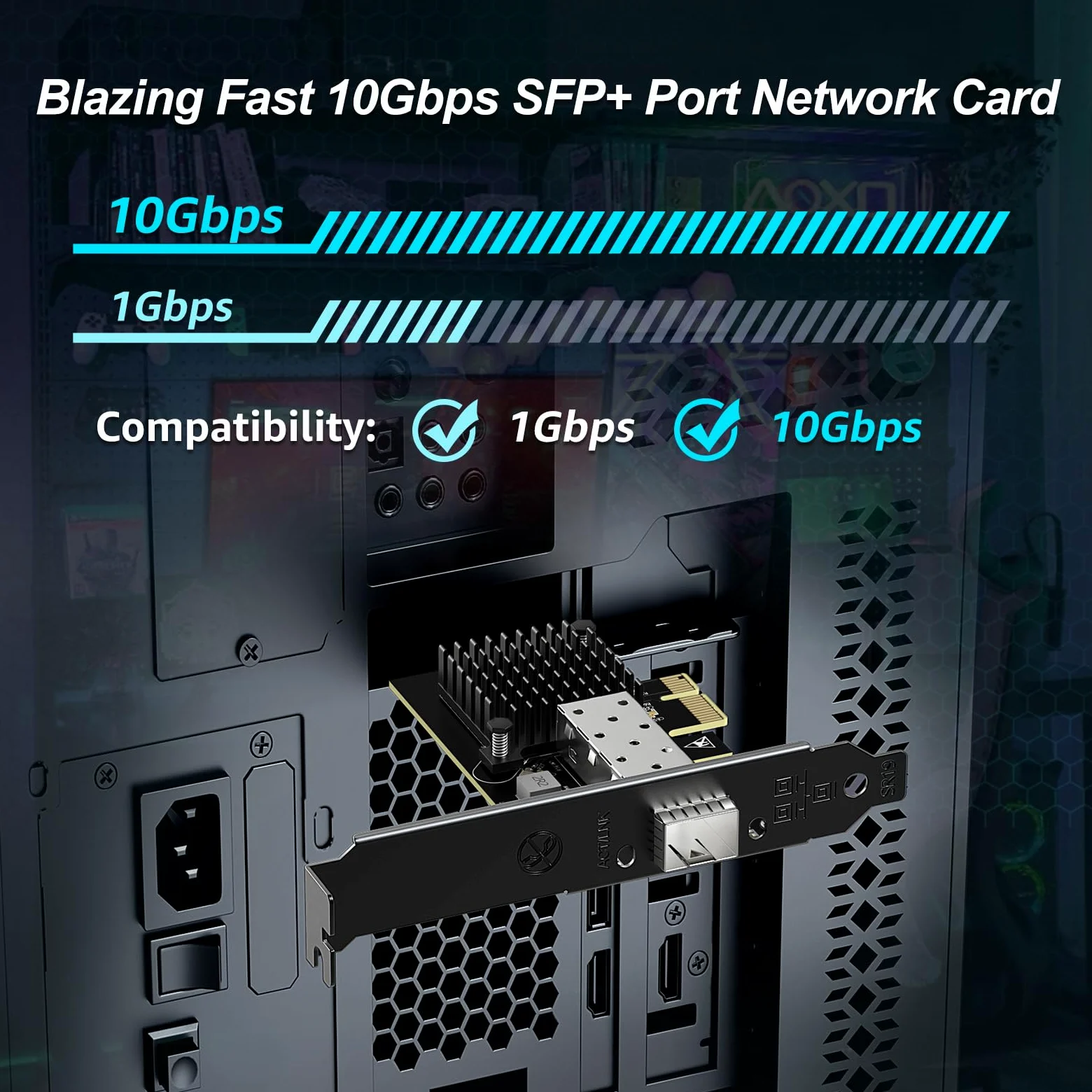 Scheda Di Rete SFP PCIe 10G, Scheda Ethernet YuanLey 10G Base-T Con Controller Realtek RTL8127AT, Adattatore Ethernet PCIe A SFP 10Gb NIC Compatibile Con PCI Express X1, X4, X8, X16, Supporta WOL