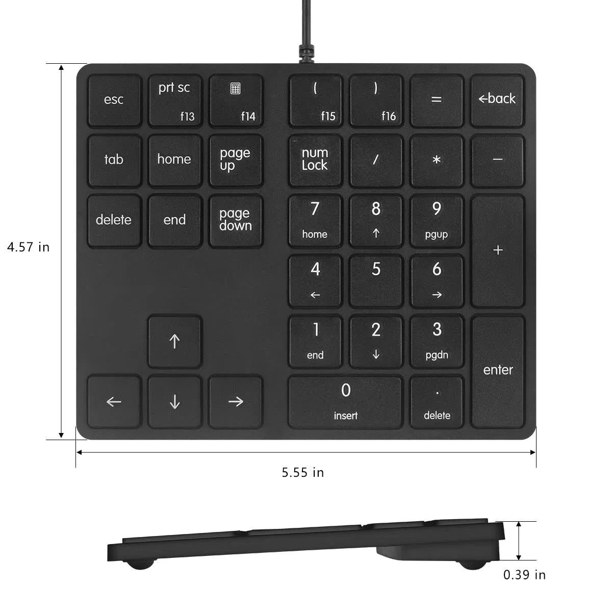 Qisan Tastierino numerico cablato 34 tasti tastiera portatile USB esterna mini tastiera sottile Magicforce per finanziario cassiere titoli - nero