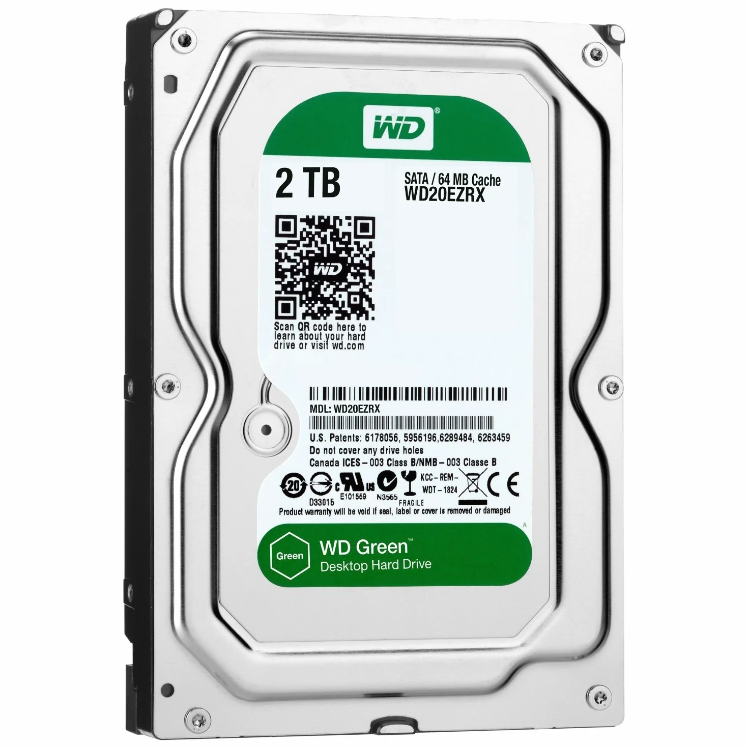 Western Digital WD20EZRX SATA lll Hard Drive per NAS 24x7, 2 TB, colore: Verde [Importato da Regno Unito]