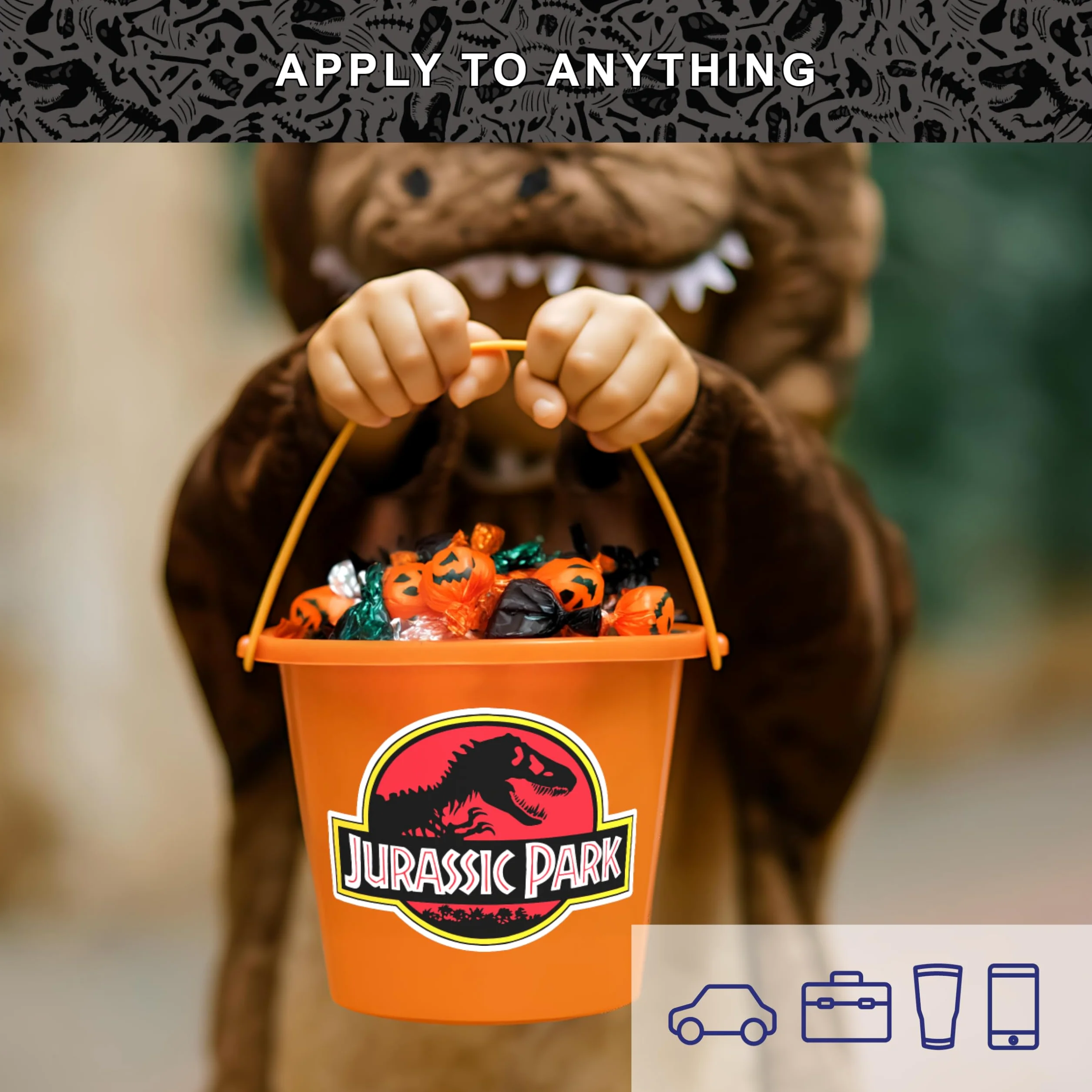 Jurassic Park - Set di 3 adesivi in vinile impermeabili colorati e bianchi per auto, camion, bottiglie d'acqua, laptop, skateboard, motivo: Jurassic World