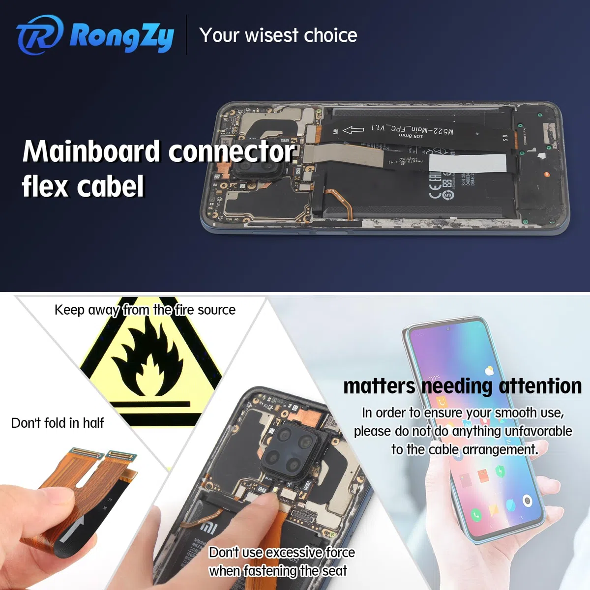 RongZy Flat Flex Cavo Scheda Madre per Samsung Galaxy A52 5G SM-A526 Ribbon Cable Connettore Ricambio per Collegamento Scheda Madre, con Strumenti
