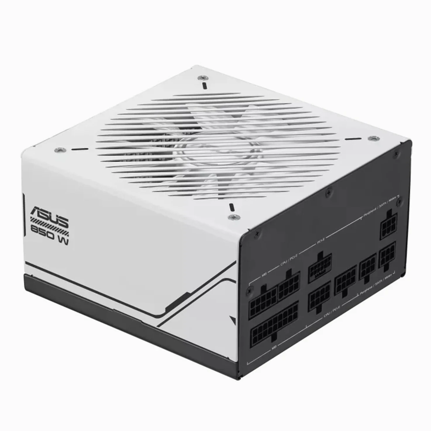 ASUS Prime 850W Gold, Alimentatore Modulare per PC, 850W di Potenza, PCle Gen 5.0, 80 Plus Gold, Standard ATX 3.0, Ventola con Doppio Cuscinetto a Sfera, Bianco, PRIME-850W-GOLD
