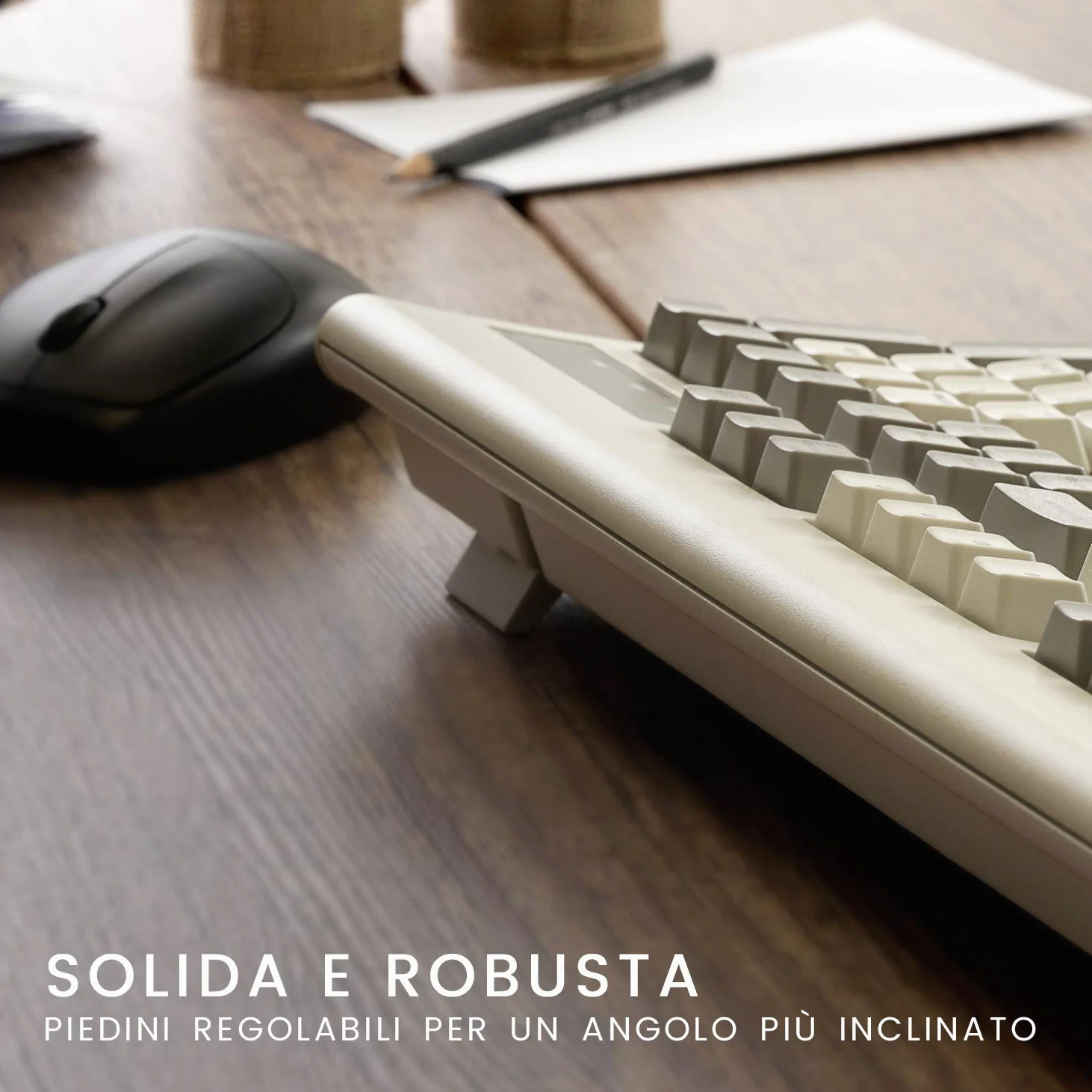 Perixx PERIBOARD-106M, Tastiera USB cablata grandezza standard, tasti ergonomici curvi, Classic Retro, Layout Italiano
