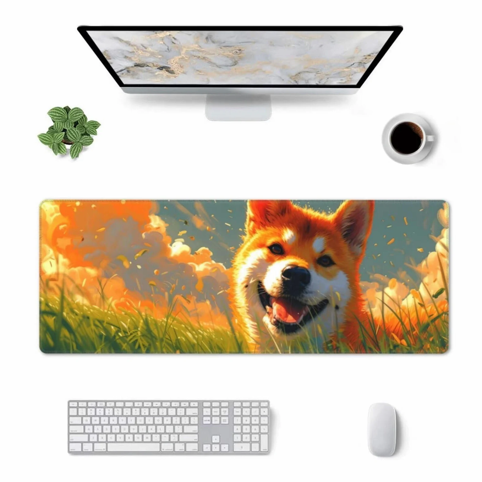 Tappetino Mouse, Tappetino Mouse Gaming Grande XXL 1500x800x3mm Tappetino Scrivania Mouse Pad, Base in Gomma Antiscivolo, Bordi Cuciti,Lavabile, Mousepad per Ufficio e Gaming (Corgi) R-400