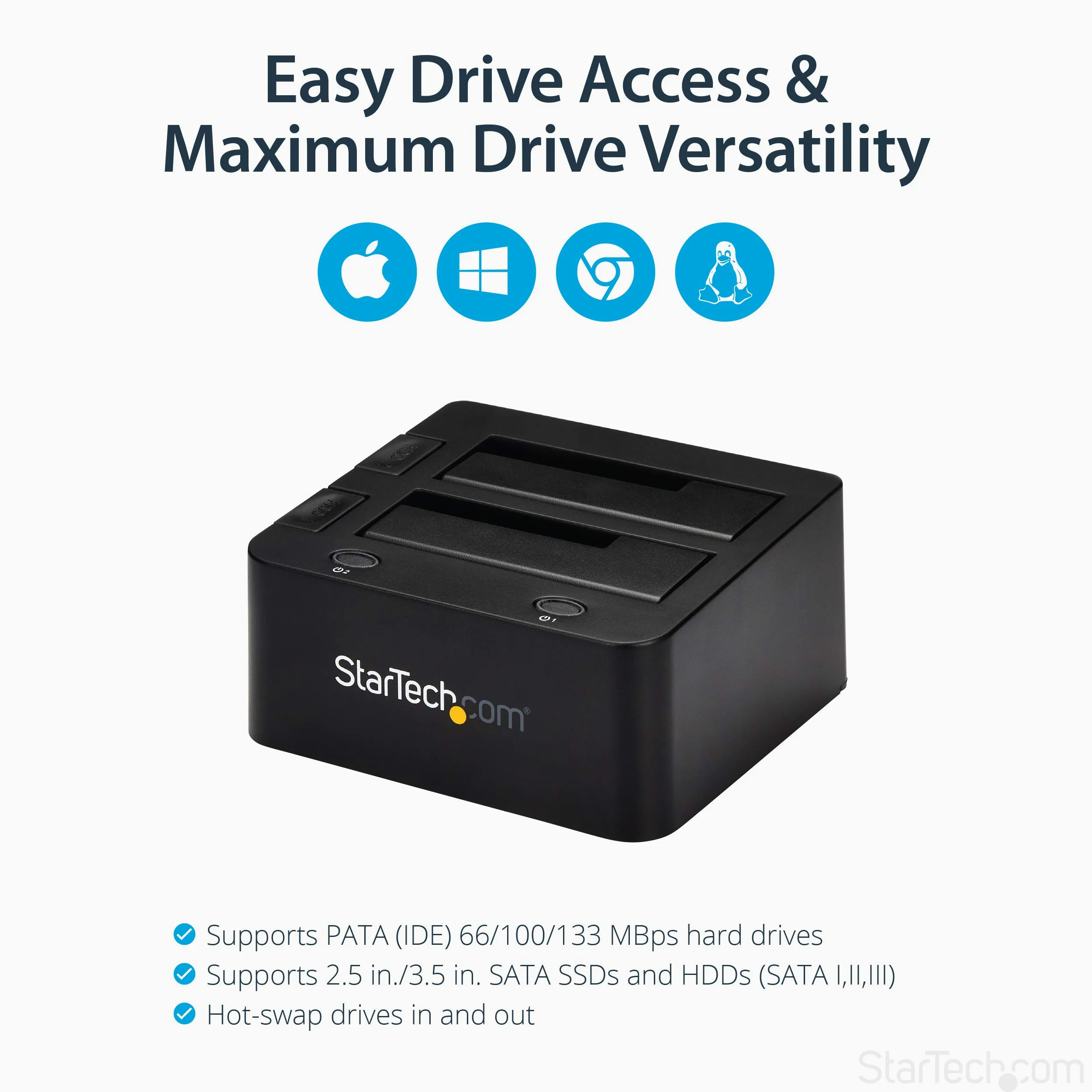 Startech.Com Docking Station Universale USB 3.0 per Hard Disk 2.5/3.5In Ide/Sata Iii con Uasp, 6.4 Cm/8.9 Cm