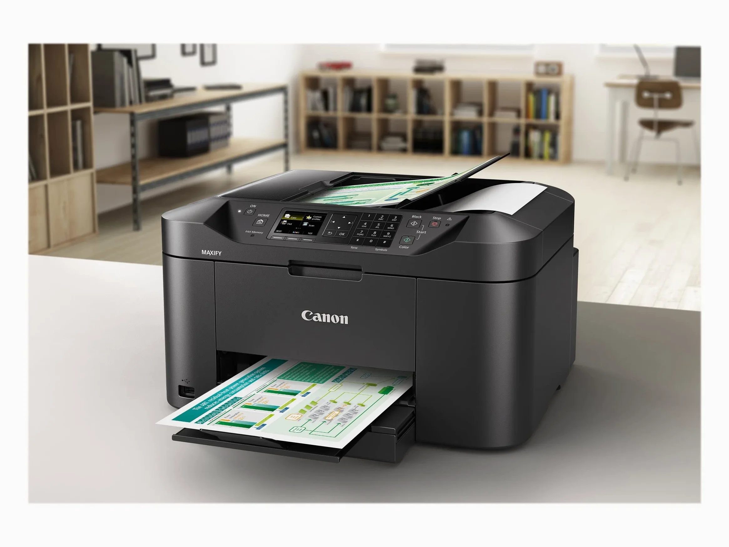 Canon Maxif MB2150 Stampante Multifunzione Inkjet, 19 ipm in Bianco e Nero, 13 ipm a Colori, 600 x 1200 dpi, Nero/Antracite