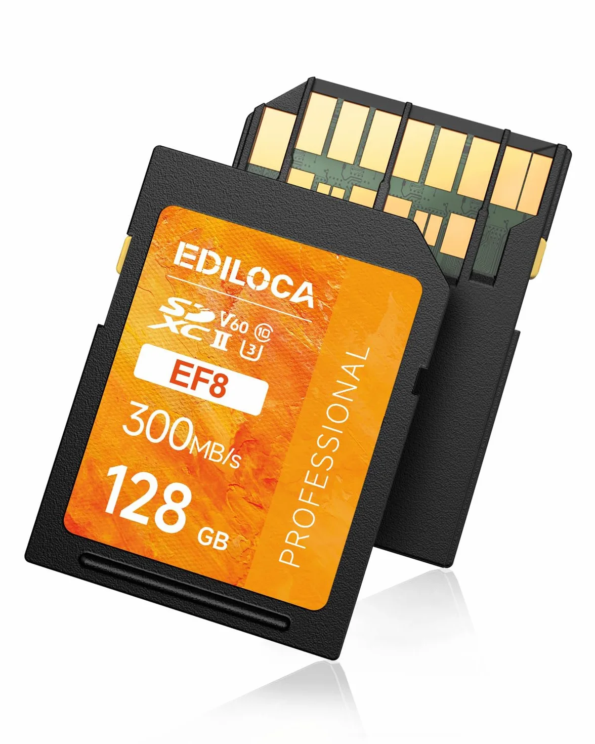 SD Card 128GB UHS-II Classe V60 per Fotocamere Professionali, Scheda SD ad Alta Velocità 300MB/s Impermeabile e Antishock, Memory Card Compatibile con Canon 4K/6K Video (EF8)