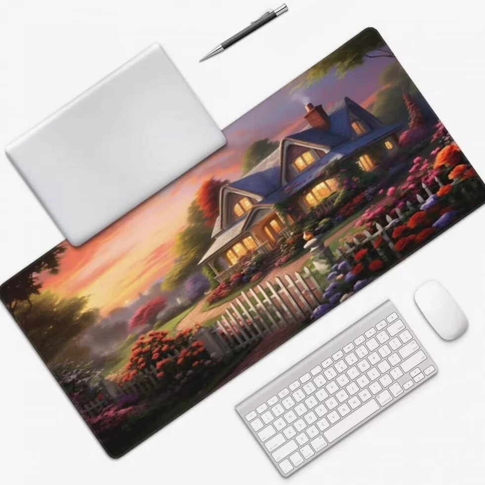 Tappetino Mouse XXL 1000x500mm Casa da Sogno Grande Mouse Pad, Tappetino Scrivania con Bordi Cuciti, Grande Mousepad Gaming con Base Antiscivolo per Giocatori, Ufficio e Casa (Paesaggio) -MP1598
