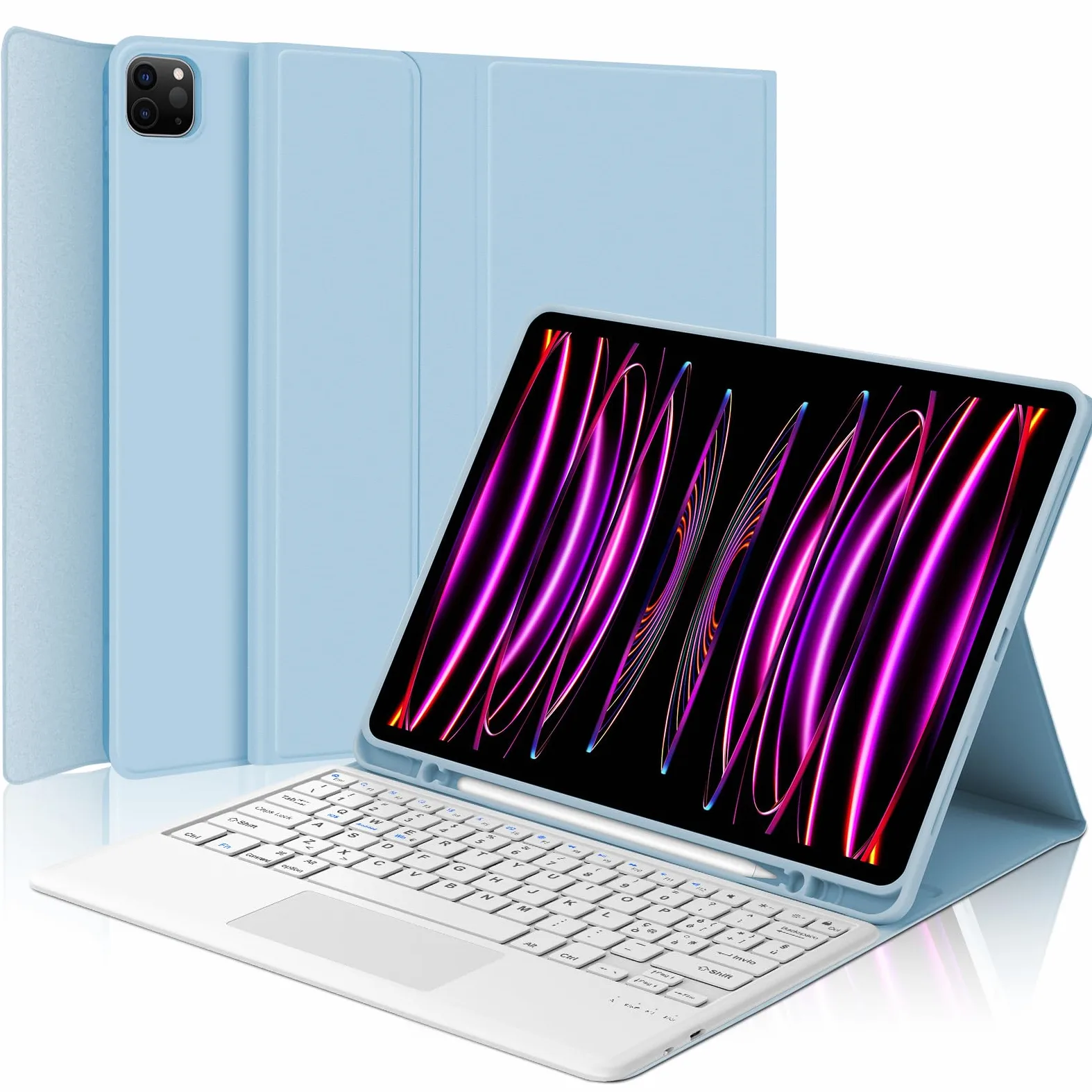 WINCHKING Tastiera per iPad Pro 12.9 con Touchpad, Cover con Tastiera per iPad pro 12.9, Custodia QWERTY Bluetooth Magnetica Keyboard per pro 12.9 pollici 6/5/4/3 Generazione, Azzurro
