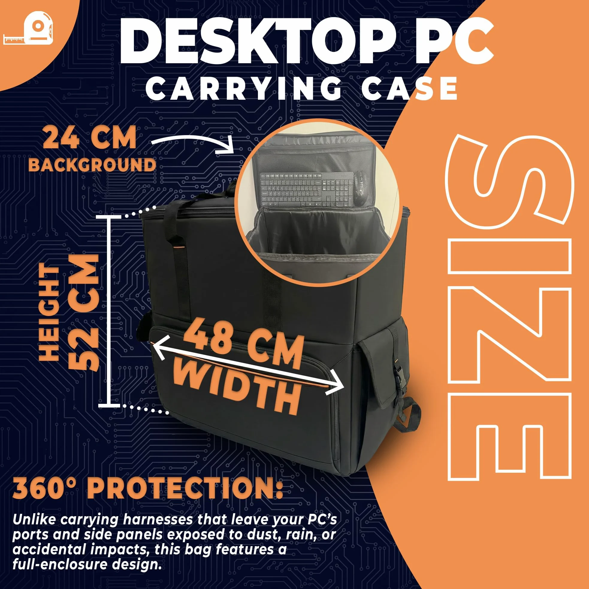 DOJA Barcelona Borsa Computer Trasporto PC Desktop - Cinturino Regolabile - Borsa Porta PC Fisso Imbottita per Trasporto Sicuro, Spazio Ampio per Torre e Periferiche, Custodia per Computer Desktop