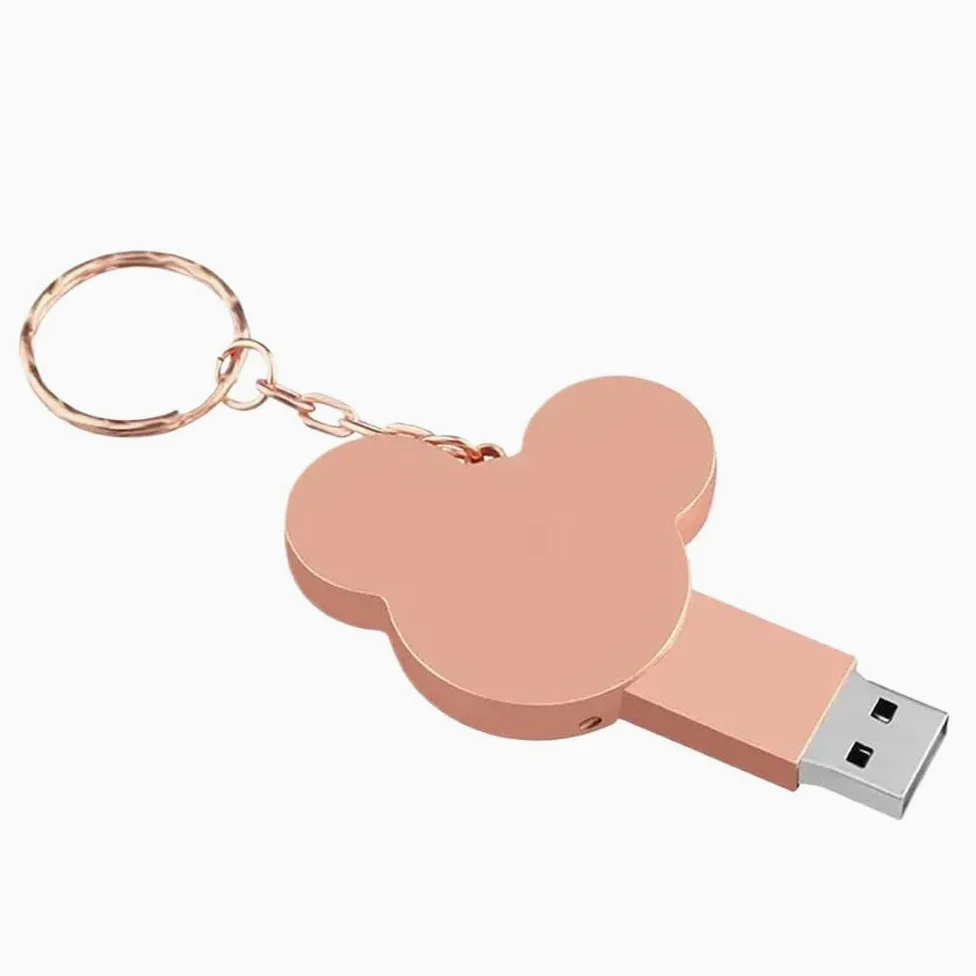 Chiavetta USB a forma di Topolino, in varie capacità, da 4 GB, 8 GB, 16 GB, 32 GB, 64 GB, 128 GB, ideale come regalo per studenti (B-4GB)