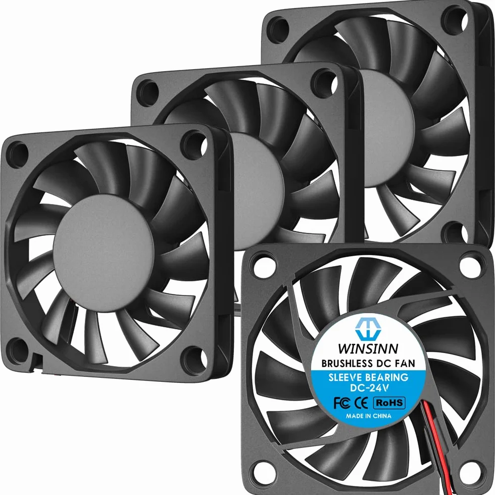 WINSINN Ventola CC 6010 da 60 mm, 24 V, con cuscinetto a manicotto, raffreddamento senza spazzole, 60 mm x 10 mm, 2 pin (confezione da 4 pezzi)