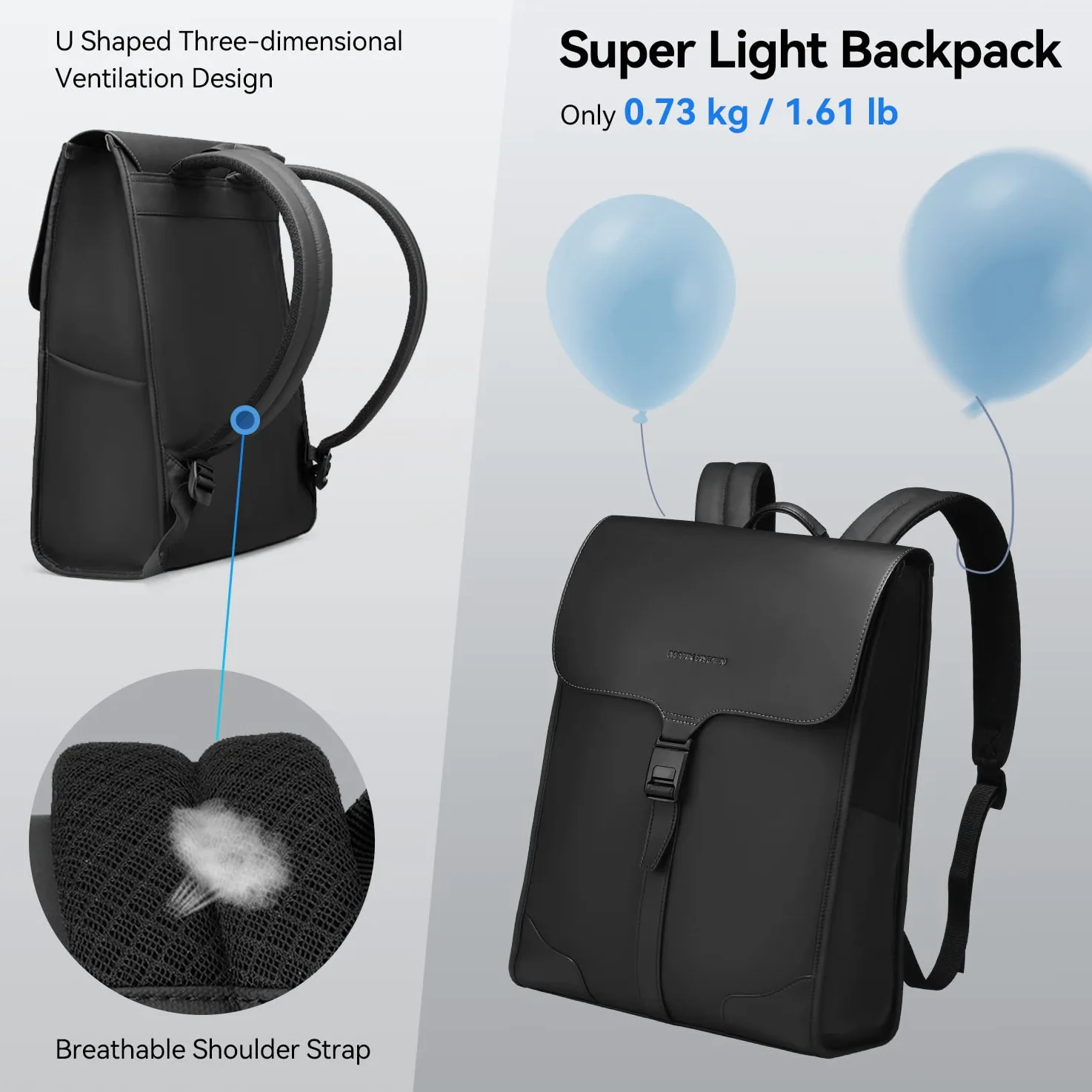 MARK RYDEN Zaino Uomo 15.6 Pollici, Impermeabile Zaini per PC portatili Progettato con Una Chiusura Magnetica Ad alta Tecnologia, Ideale per Lavoro, Viaggi, College Giornaliero - Nero