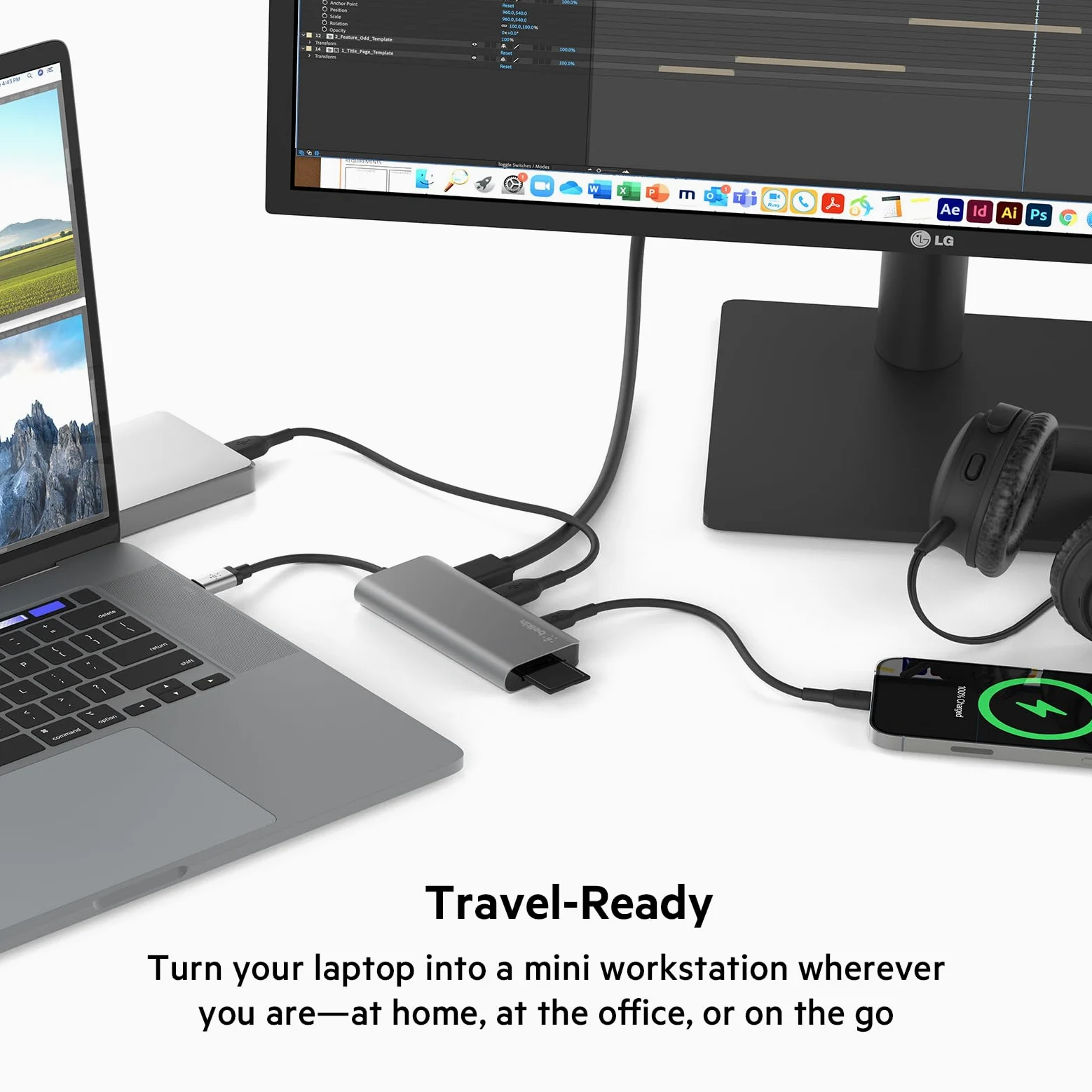 Belkin Adattatore multiporta USB-C Hub 5 in 1 | Espande la connettività USB-C laptop per MacBook, iPad Pro, Chromebook e PC, design compatto per scrivania o viaggio