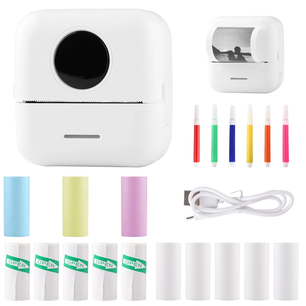 Mini Stampante Fotografica, Piccola Stampante Fotografica Istantanea Termica Portatile Bluetooth con Ricarica USB per Fotografica Note Diario Elenco Memo