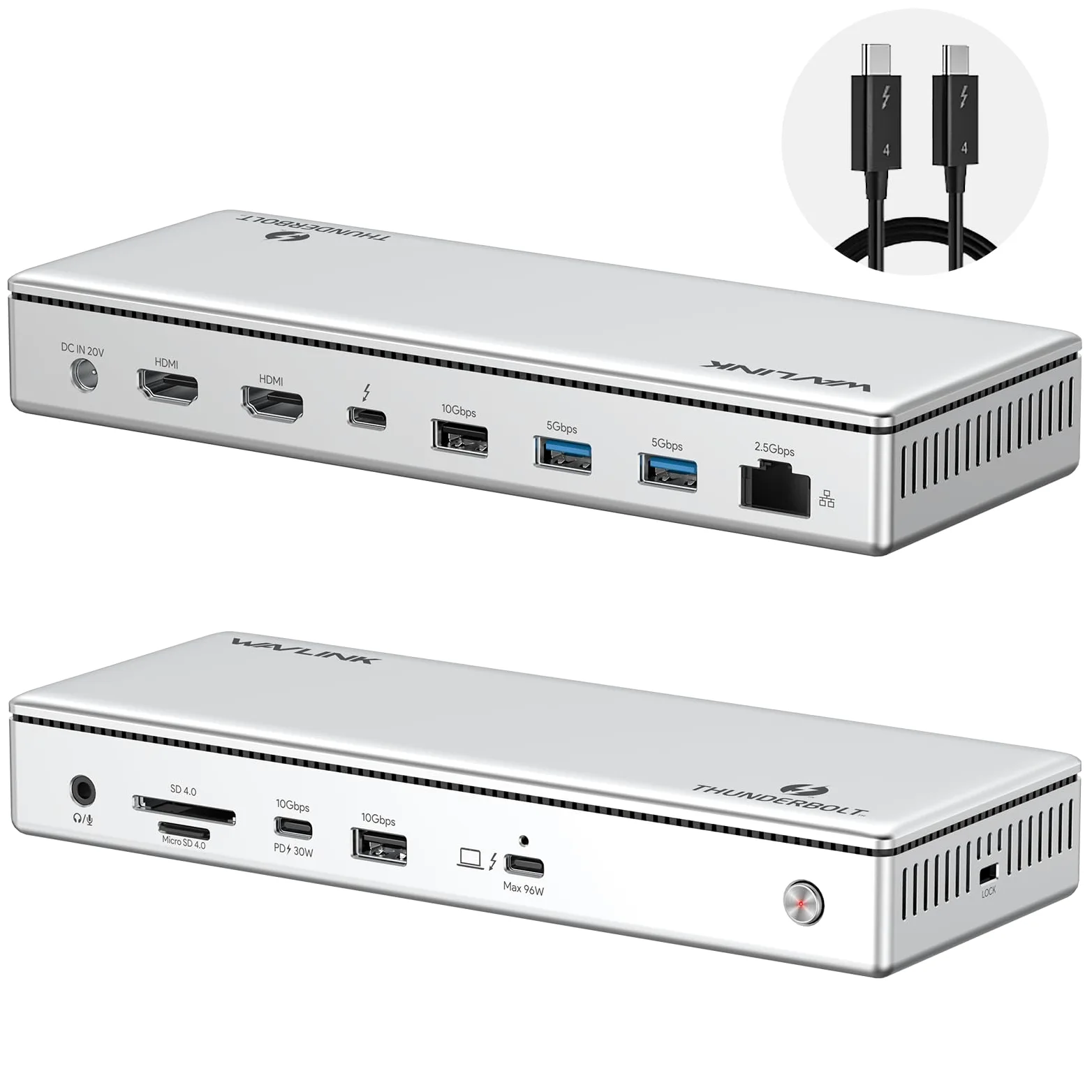 WAVLINK Thunderbolt 4 Docking Station, Single Display 8K, Triple 4K, 13 in 1 Laptop Dock for TBT 4/3 Mac & TBT 4 Windows PC, 40Gbps with 96W Max Charging for Laptop
