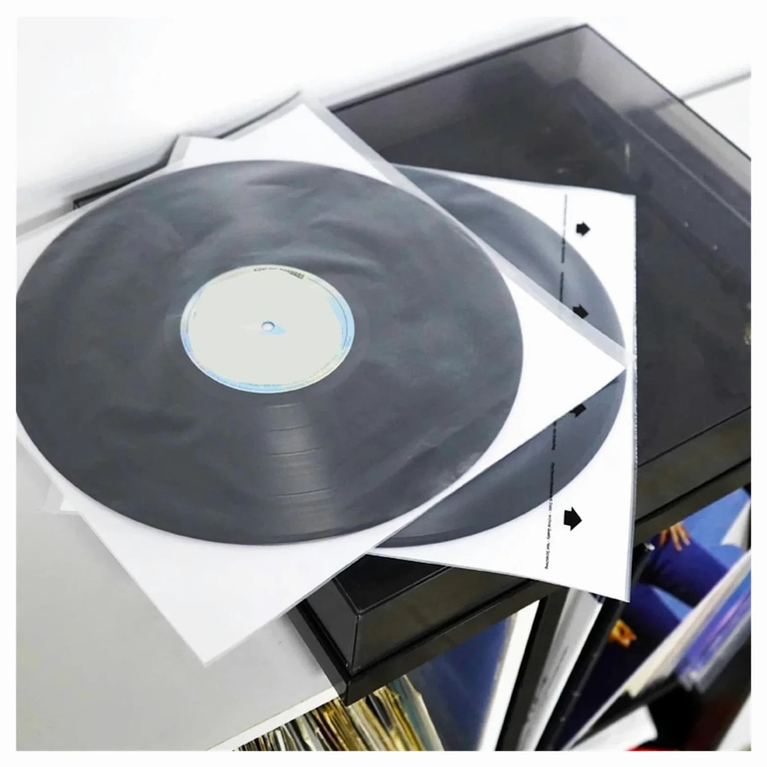 Buste interne in vinile, Buste Interne for Dischi In Vinile LP Confezione Da 20 Carta Di Riso HDPE 3,5 Mil for 12 Pollici Trasparente(Transparent With words)