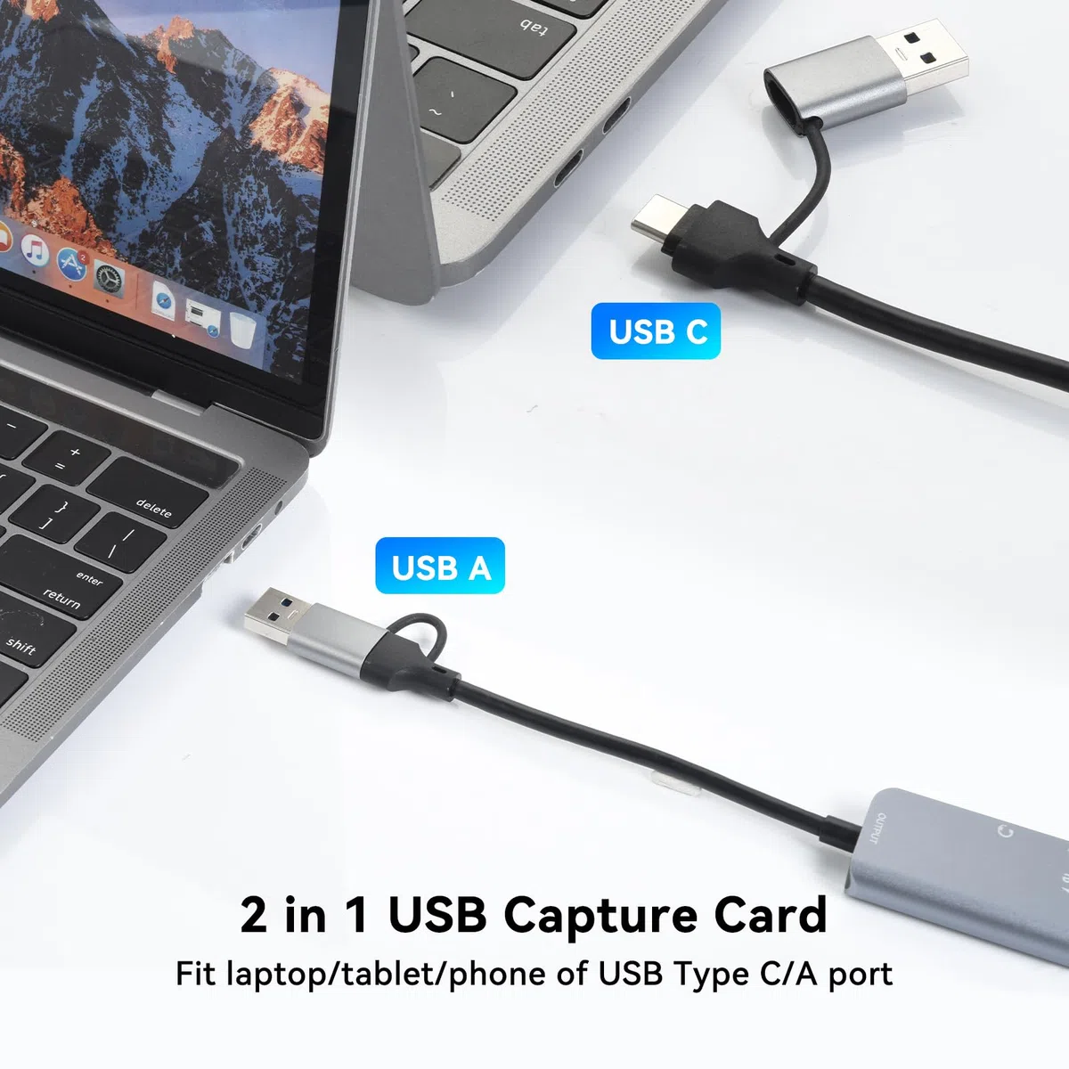 ELUTENG Scheda Acquisizione Video 4K HDMI a USB A/C Video Capture Full HD 1080P Acquisizione Video Gioco HDMI per Giochi/Streaming/Videoconferenza Compatibile con MacBook iPad PC Switch PS5 Xbox