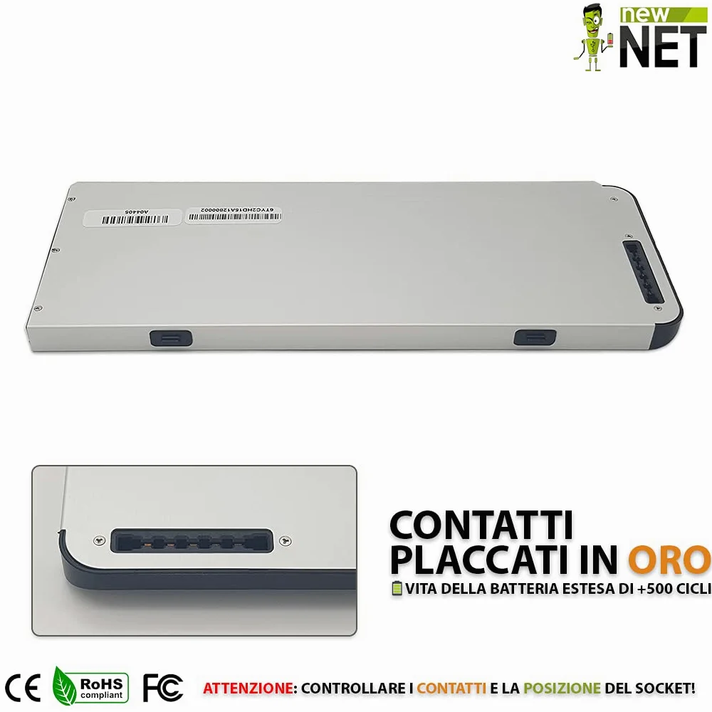 new net Batteries - Batteria [ 10.8-11.1 V - 5400 mAh - 58 Wh ] Compatibile con Mac Book 13 A1280 A1278(2008 Version)