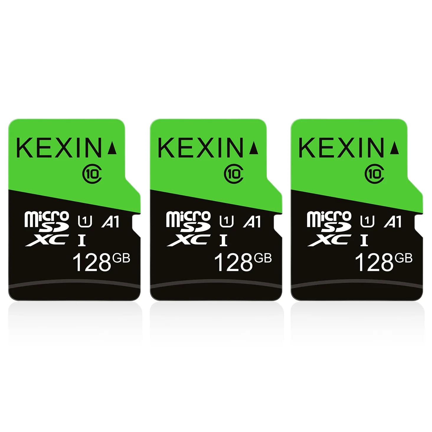 KEXIN Micro SD 128GB 3 Pezzi, Scheda Micro SD 128 GB, Scheda di Memoria microSDXC con Adattatore SD, A1, U3, C10, V30, Micro SD Card Confezione da 3