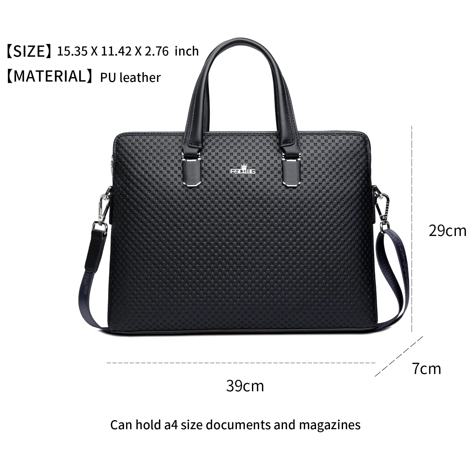 FSD.WGBusiness Bag Borsa in pelle Borsa da Affari per Computer Portatile Borsa da Uomo nero Large