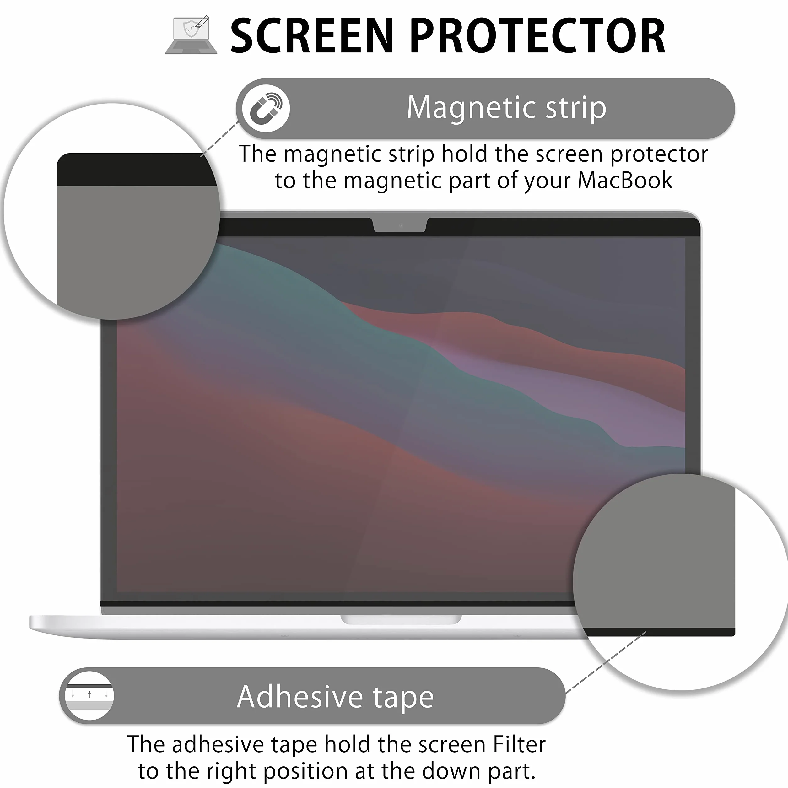 MyGadget Pellicola Privacy per Apple MacBook Pro 13 Inch (2016-2022, M1, M2) | MacBook Air 13 (2018-2021, M1) - Filtro Oscurante Magnetico Film Anti Spia