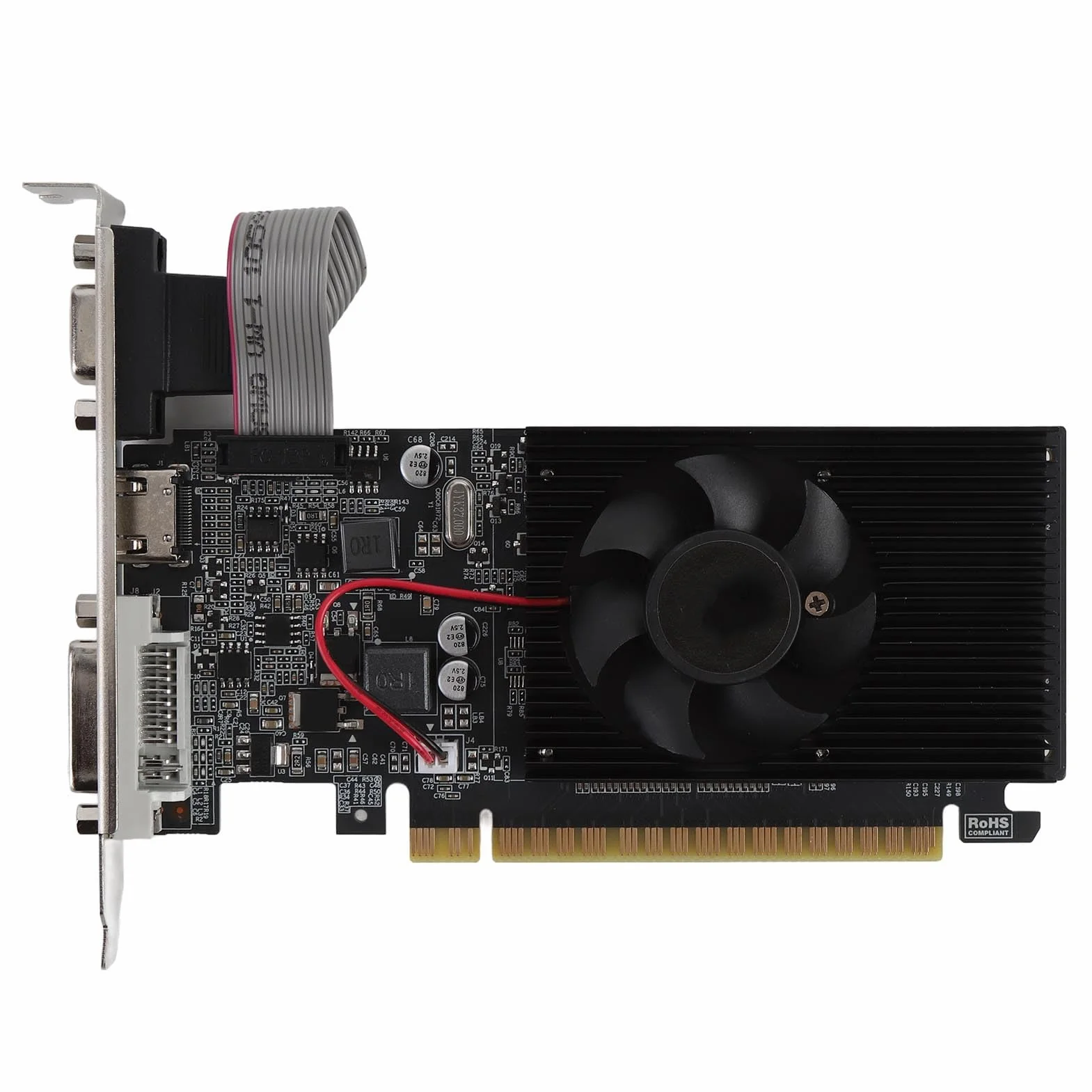 Scheda Grafica da Gioco DDR3 da 2 GB, Scheda Video PCI Express 2.0 X16 con Porta VGA DVI, GPU per Computer Desktop a Basso Profilo per PC da Gioco