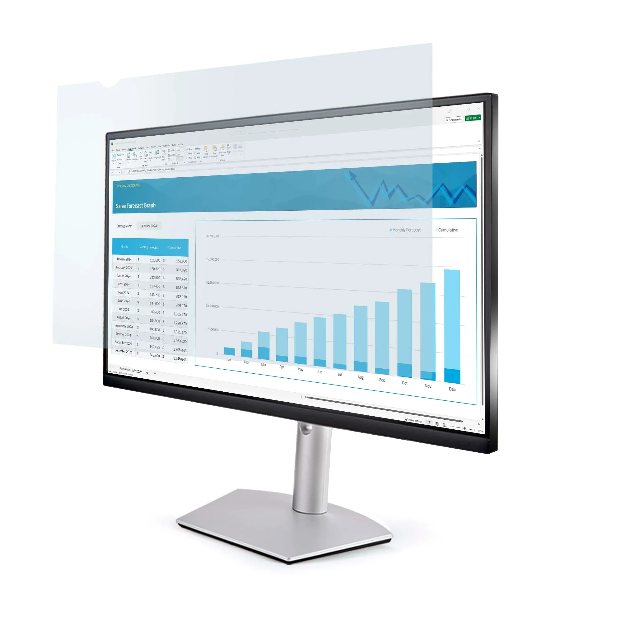 StarTech.com Filtro anti luce blu da 24: 16:9, filtro per schermo/monitor 24 pollici TAA, riduce l'affaticamento degli occhi