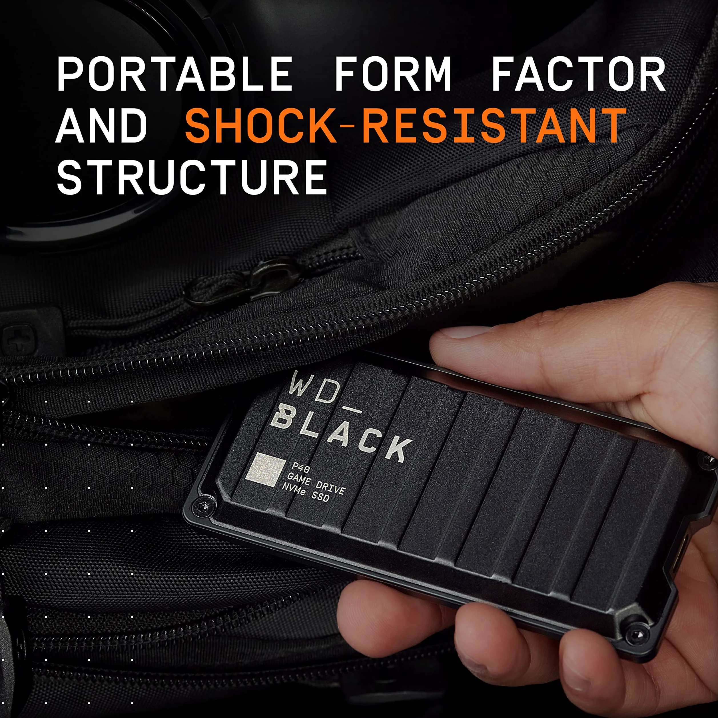 WD_BLACK P40 2TB SSD Game Drive USB-C USB 3.2 Gen 2x2 Unità a stato solido NVMe esterna fino a 2000 MB/s Effetti luminosi RGB personalizzabili werkt met Playstation, Xbox, pc en Mac