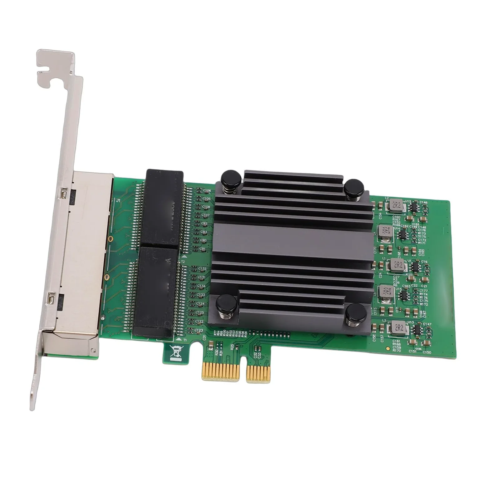 Ausla Scheda di Rete PCIe X1 a 4 Porte, Scheda Adattatore di Rete Gigabit Ethernet PCB con Chip 82571, 4 Porte RJ45 10 100 1000Mbps, Basso Carico della CPU per PC Industriali Server Desktop