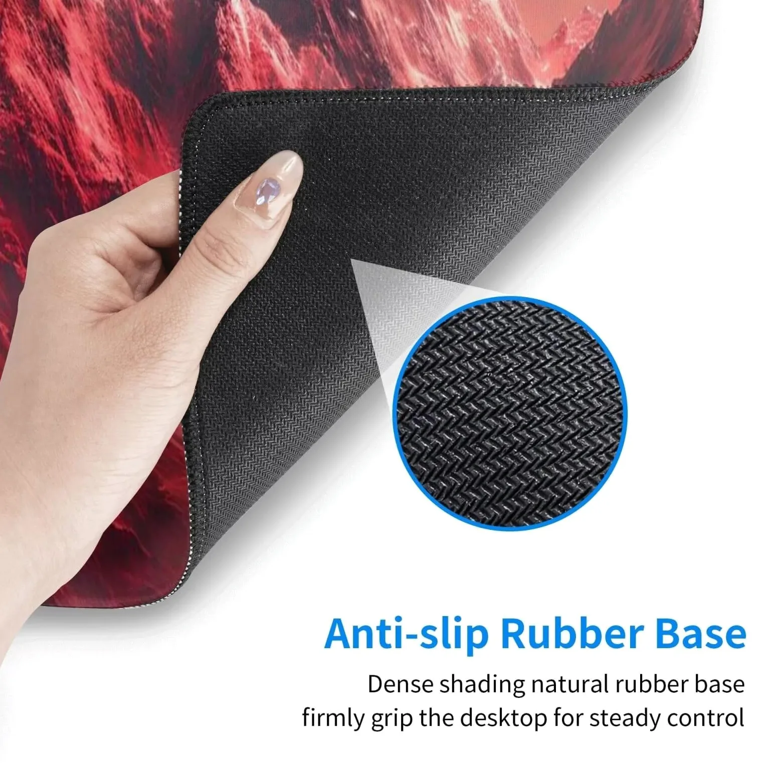Tappetino Mouse, Tappetino Mouse Gaming Grande XXL 1500x800x3mm Tappetino Scrivania Mouse Pad, Base in Gomma Antiscivolo, Bordi Cuciti,Lavabile, Mousepad per Ufficio e Gaming (Le Montagne Rosse) R-302
