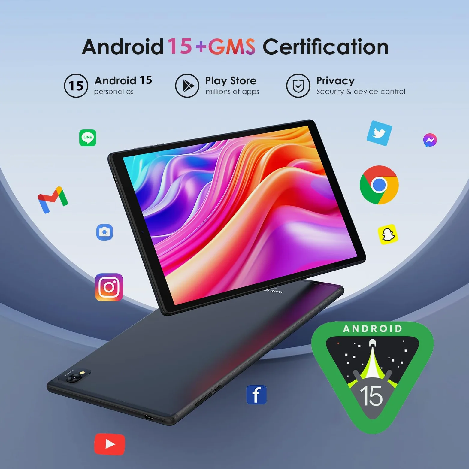 Tablet 10 pollici 4G lte e 5G WiFi, Android 15.0 Octa-Core 2.0GHz, 36GB RAM, 128GB ROM (1TB Espandibile), 1920 * 1200FHD, 13MP+8MP, Tablet con Tastiera etc, GPS/Bluetooth(Nero)