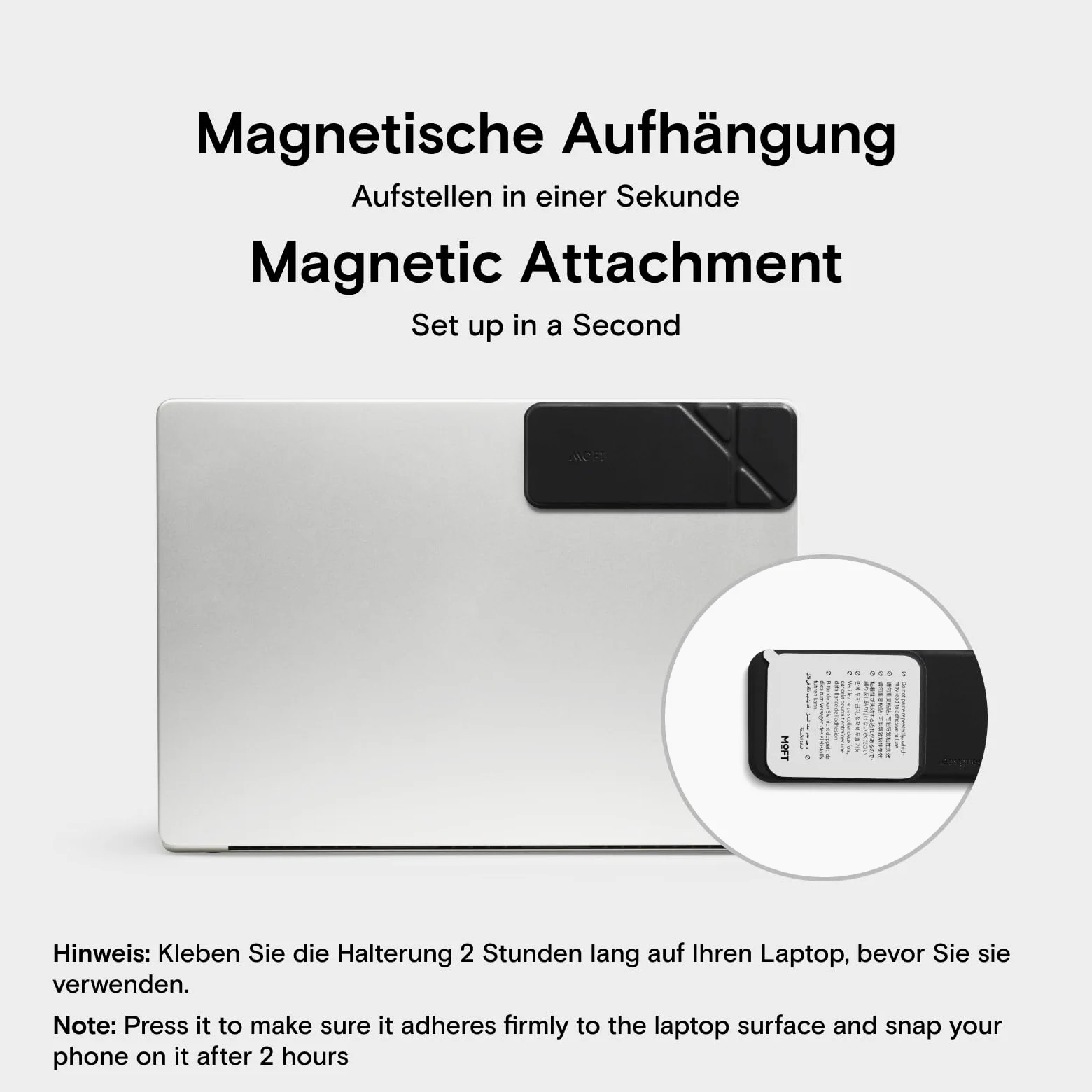 MOFT Supporto magnetico per iPhone, supporto laterale per monitor del telefono sottile e pieghevole, staffa di espansione per computer portatile (Nero)