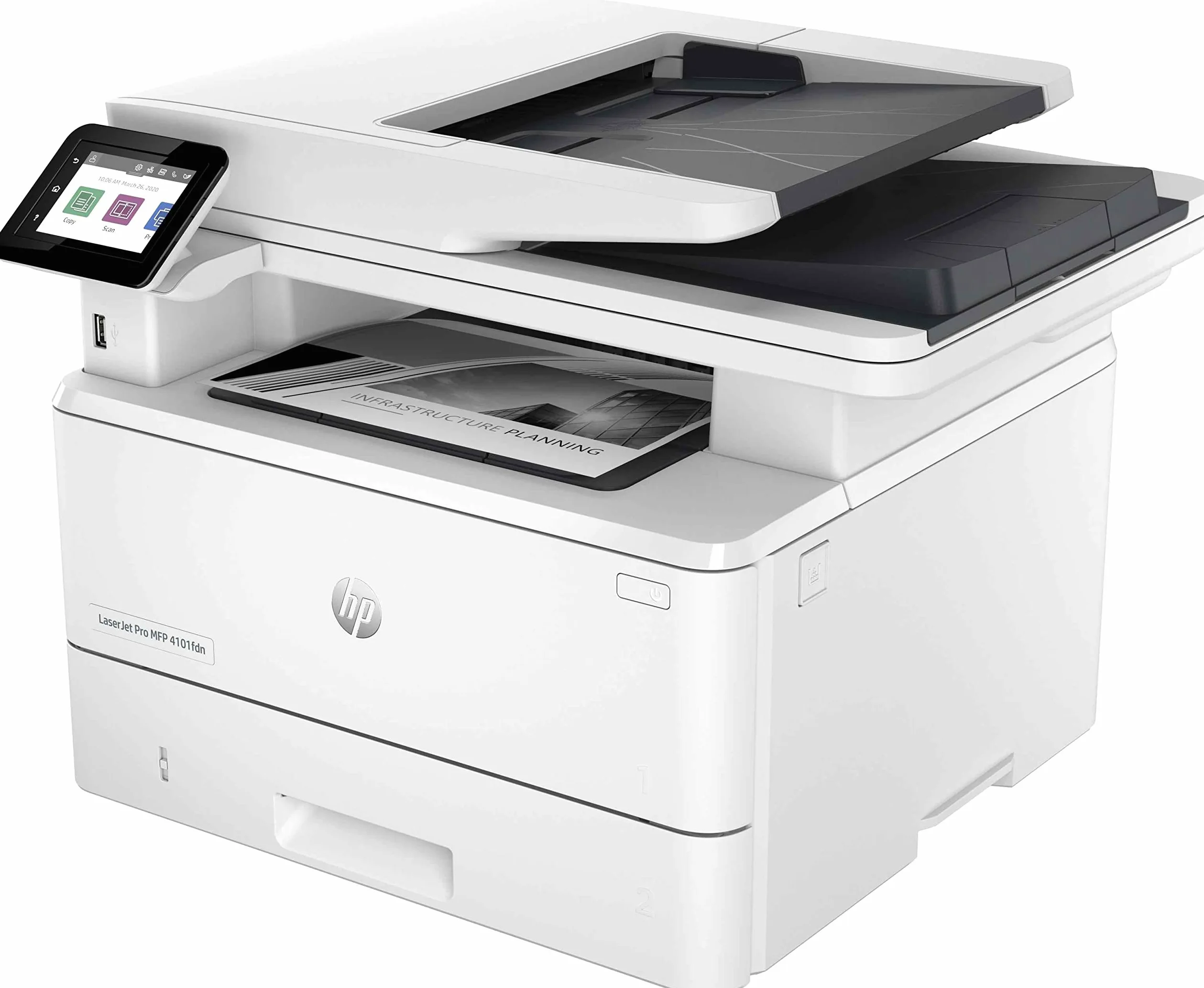 HP - LaserJet Pro 4102dw Wireless Multifunction Bianco e nero Stampante, Fotocopiatrice, Scanner Duplex
