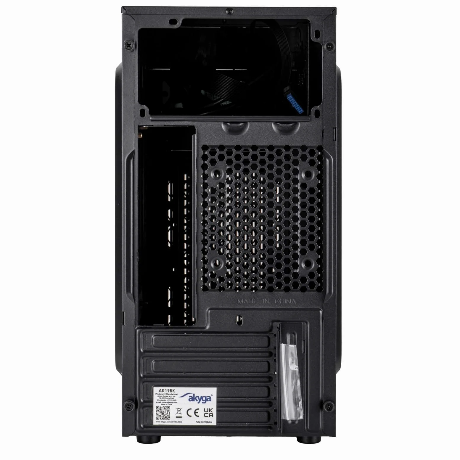 Akyga AK19BK Micro Tower - Case per PC compatto con USB-C, USB 3.0 e audio HD, supporta Micro ATX, Mini ITX, Flex ATX, per uso in ufficio e a casa, senza alimentatore, nero