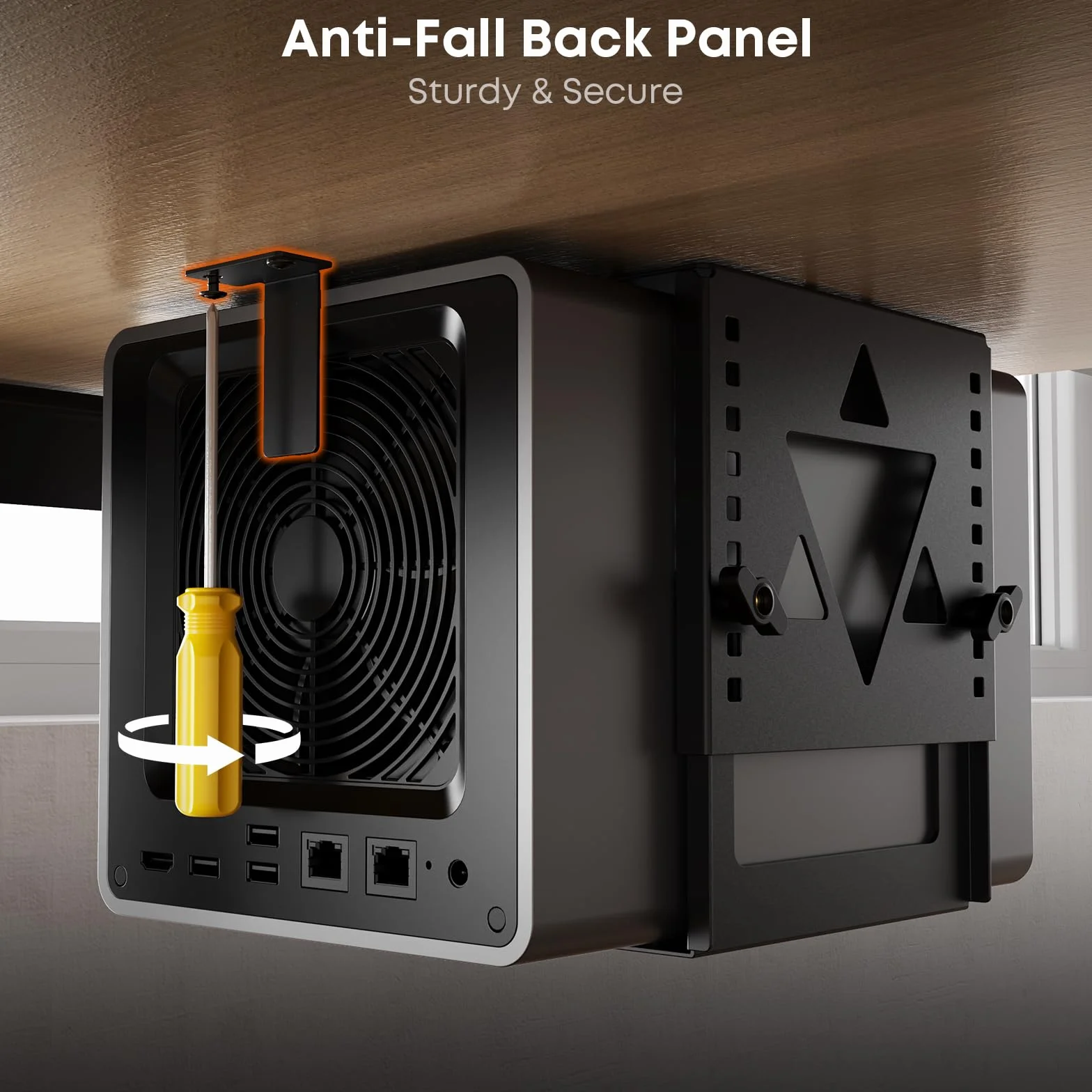 PUTORSEN Supporto per PC Mini/NAS sotto la Scrivania, Supporto per PC sotto la Scrivania Regolabile in Altezza e Larghezza