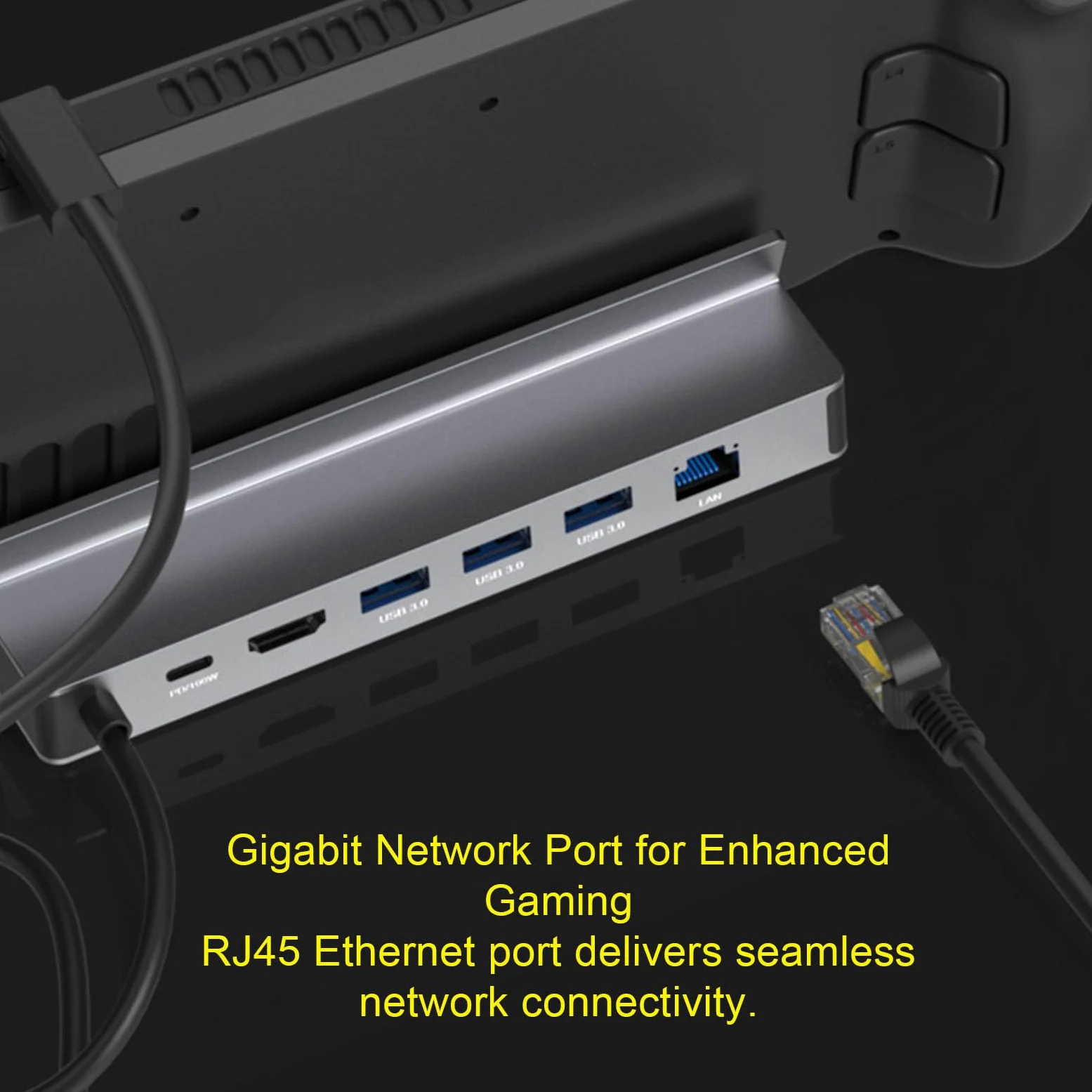 Dock 6 in 1, Docking Station per ROG Ally Steam Deck Legion Go con 4K 60Hz HD 2.0 Gigabit Ethernet 100W PD Ricarica Porte USB 3.0, per Laptop PC Telefoni