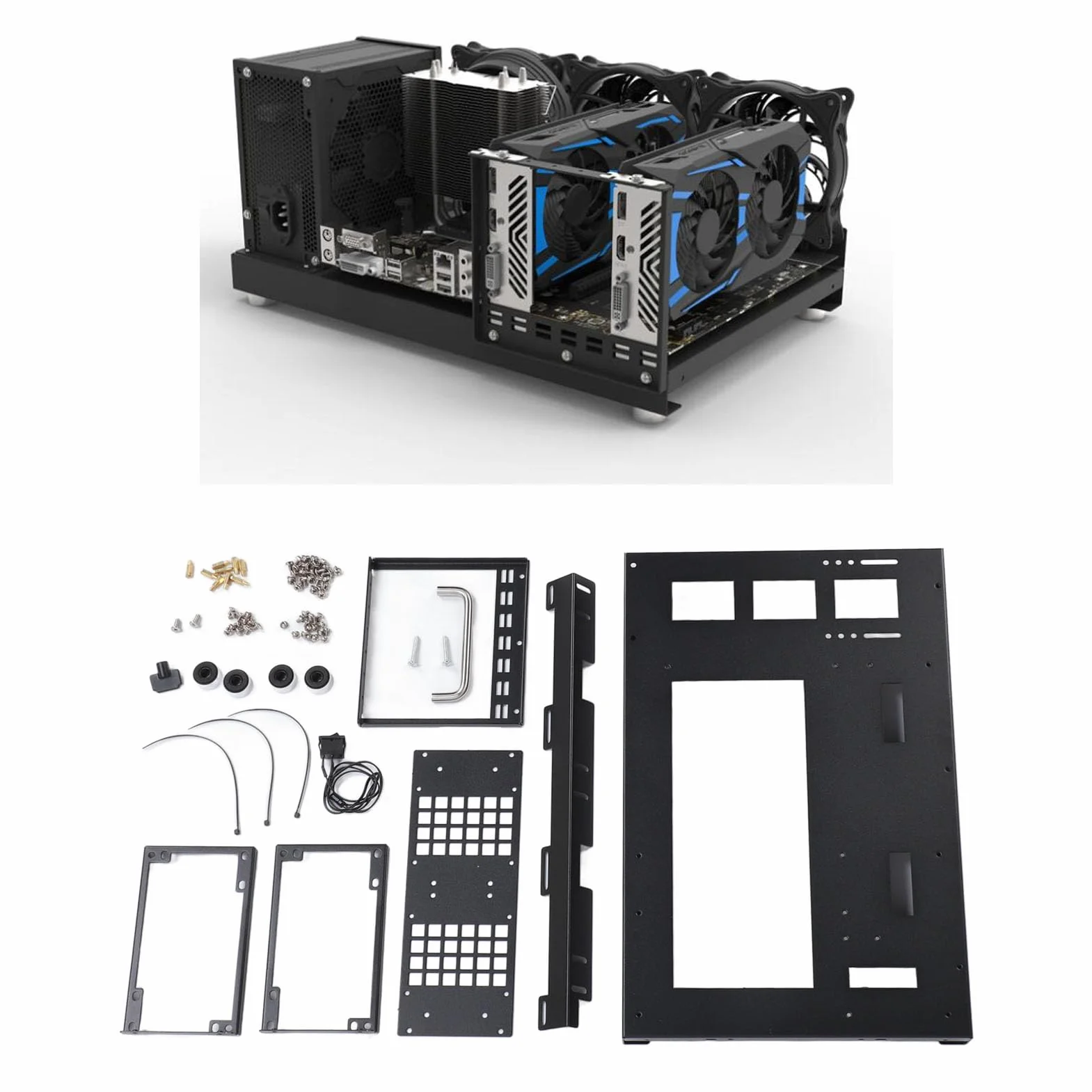 Rack per Scheda Madre Aperto ATX per Computer, Chassis per Computer ATX, Custodia per Computer da Gioco Fai-da-Te in Acciaio, Rack per Scheda Madre del Computer ATX M ATX ITX