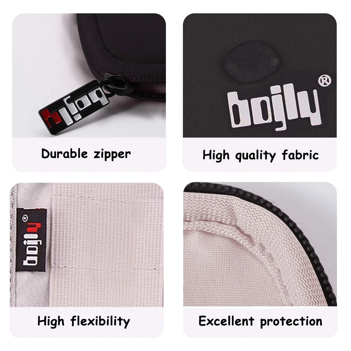 Borsa portaoggetti per schede di memoria, borsa per accessori elettronica in nylon impermeabile imbottita custodia di protezione con 9 capacità per USB chiave, cavo per auricolari e disco rigido