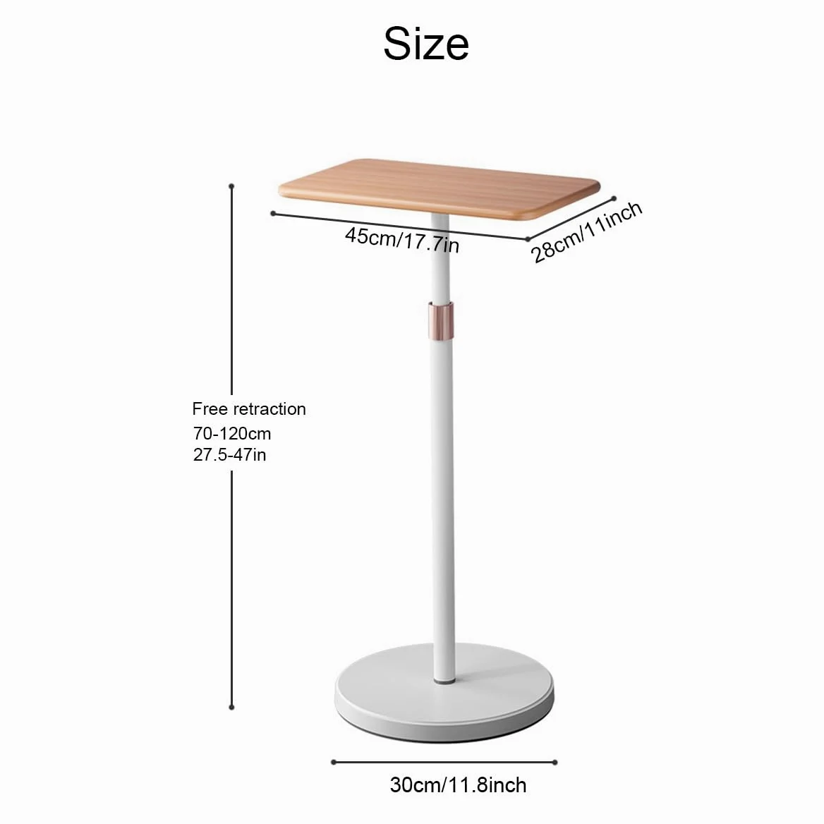 Supporto regolabile per laptop e proiettore in piedi e seduto, altezza da 69,8 cm a 119,4 cm, supporto regolabile con scrivania in legno per ufficio e uso domestico