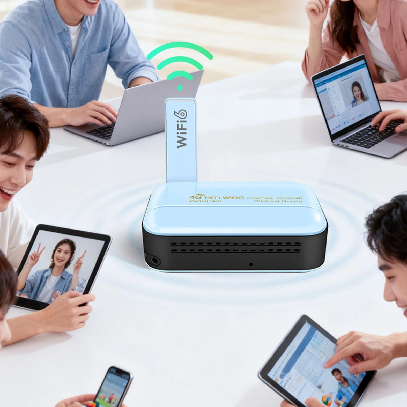 Zerodis Hotspot LTE Portatile, Router Mobile 4G LTE con Batteria da 10000 MAh, Slot per Scheda SIM, Collega Fino a 16 Dispositivi, WiFi da 300 Mbps a 2,4 GHz per Viaggiatori d'affari e Viaggi