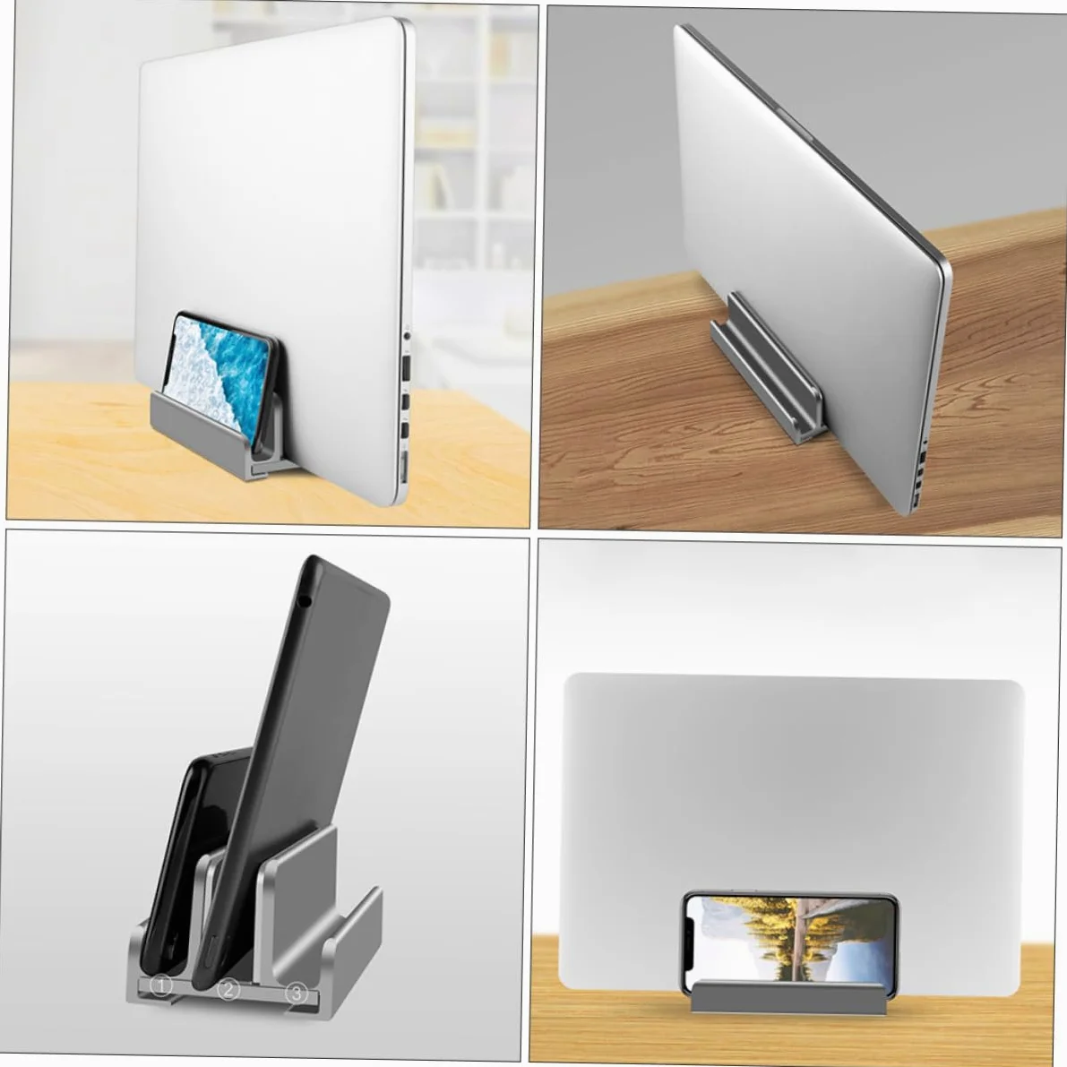 NUOBESTY Supporto Verticale Per Laptop in Alluminio Per Tablet e Telefono Regolabile Salvaspazio Per Casa e Ufficio