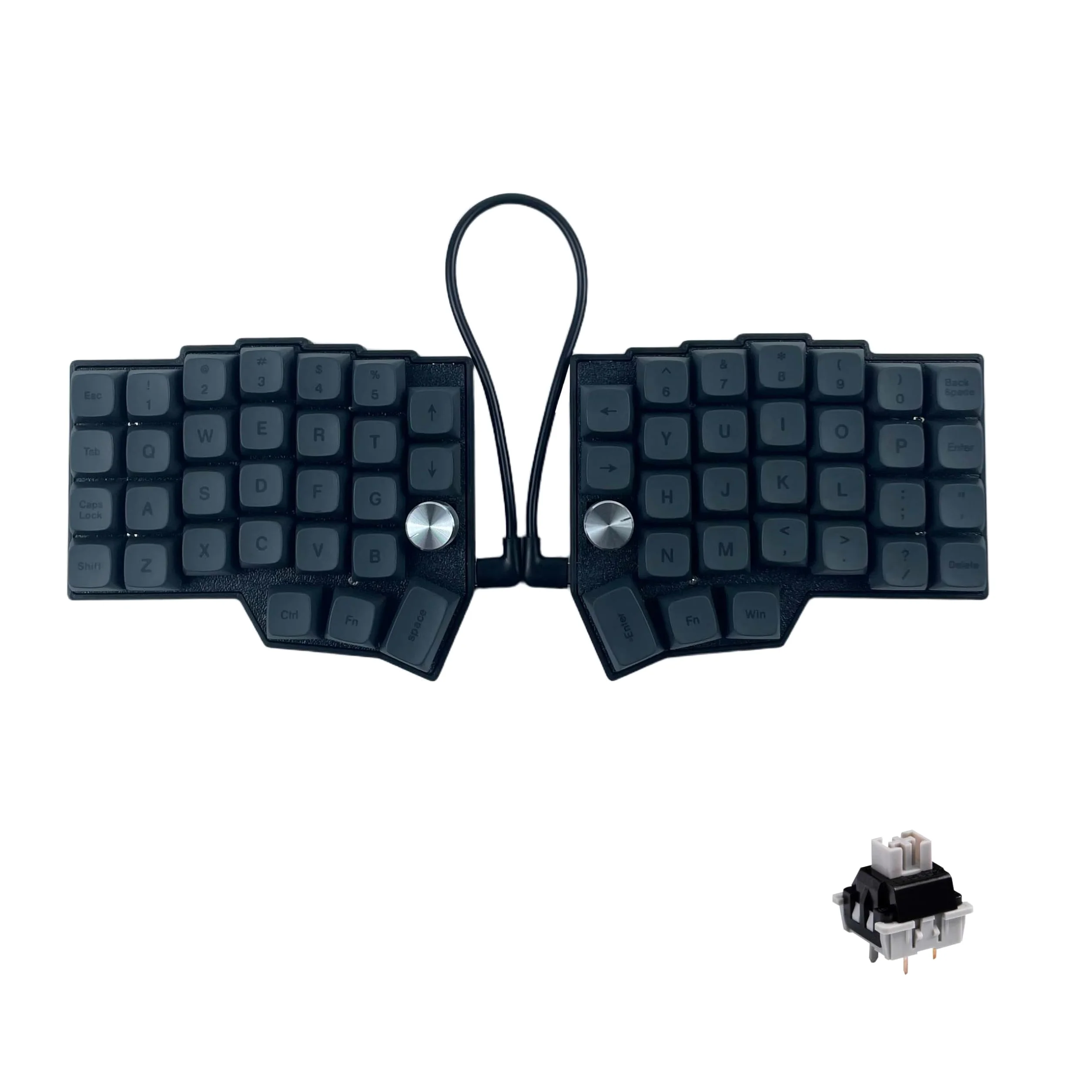 Layout angolare a 46 tasti con manopole, tastiera meccanica ergonomica cablata, 60% Orthol inear Layout, hot-swap, RGB, supporto per rimappatura fiale, interruttori lineari pre-lubrificati